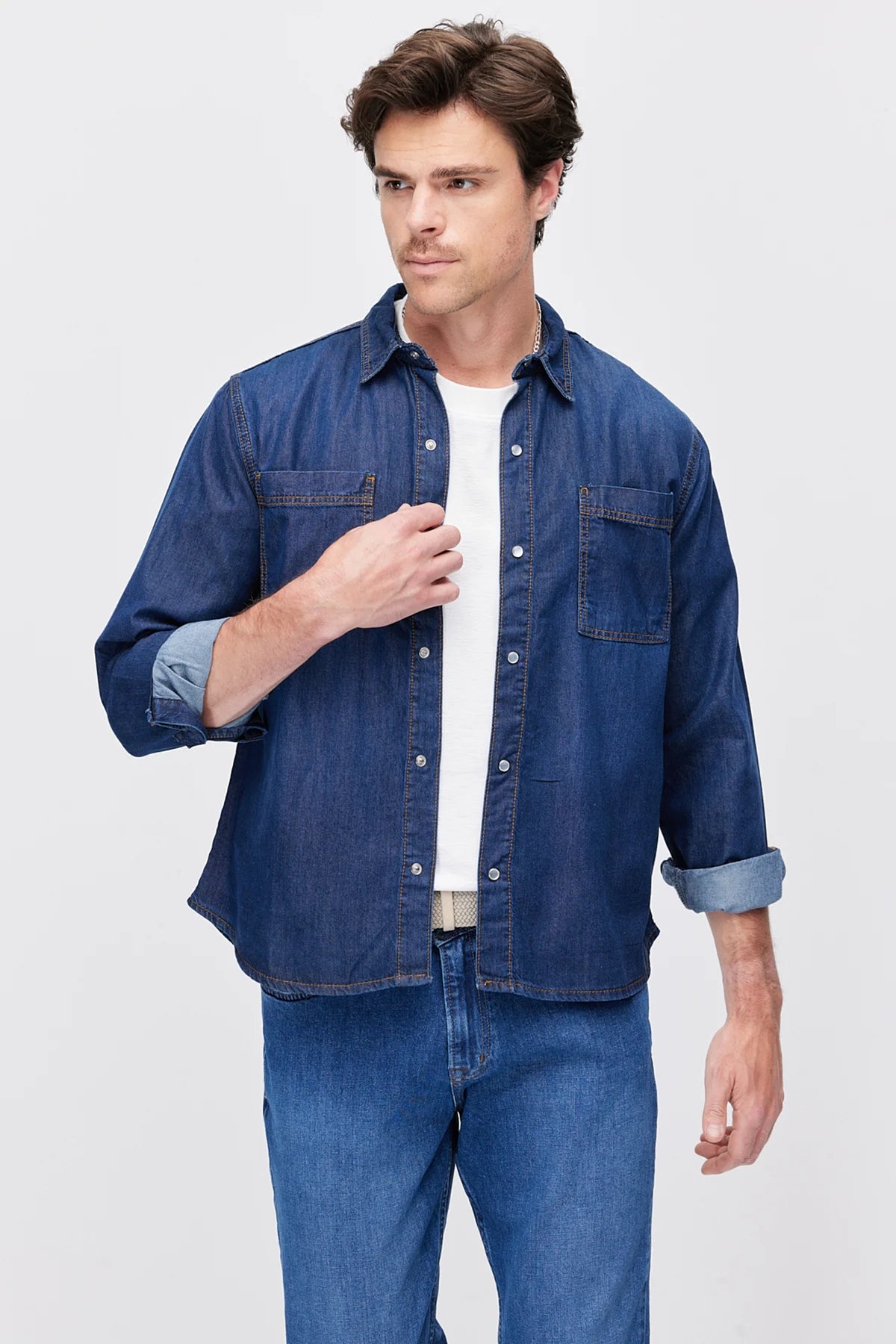 Men's Denim Shirt with Pockets