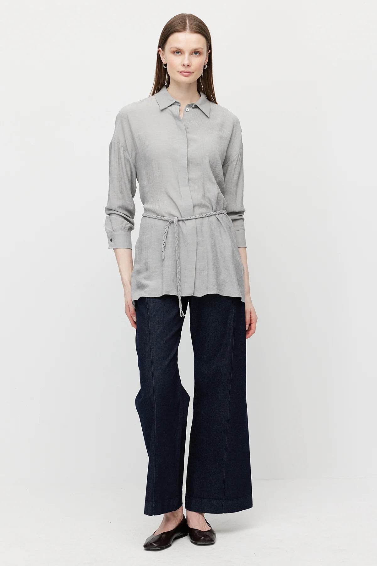 قميص تونيك نسائي بحزام