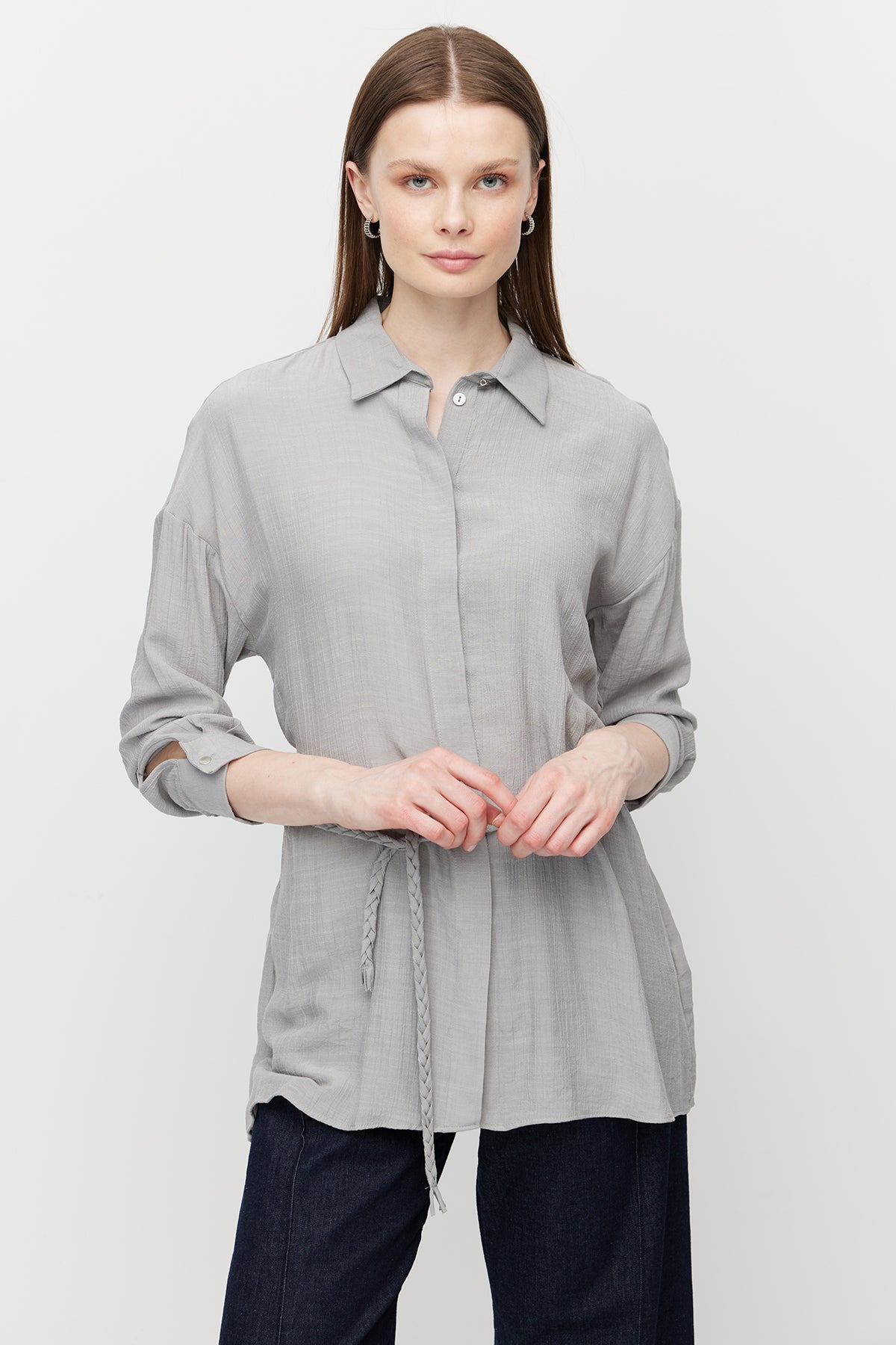 قميص تونيك نسائي بحزام