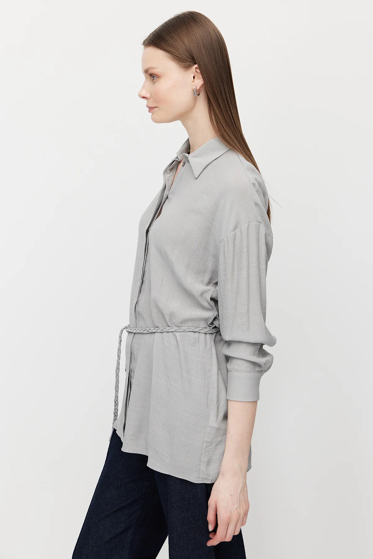 قميص تونيك نسائي بحزام