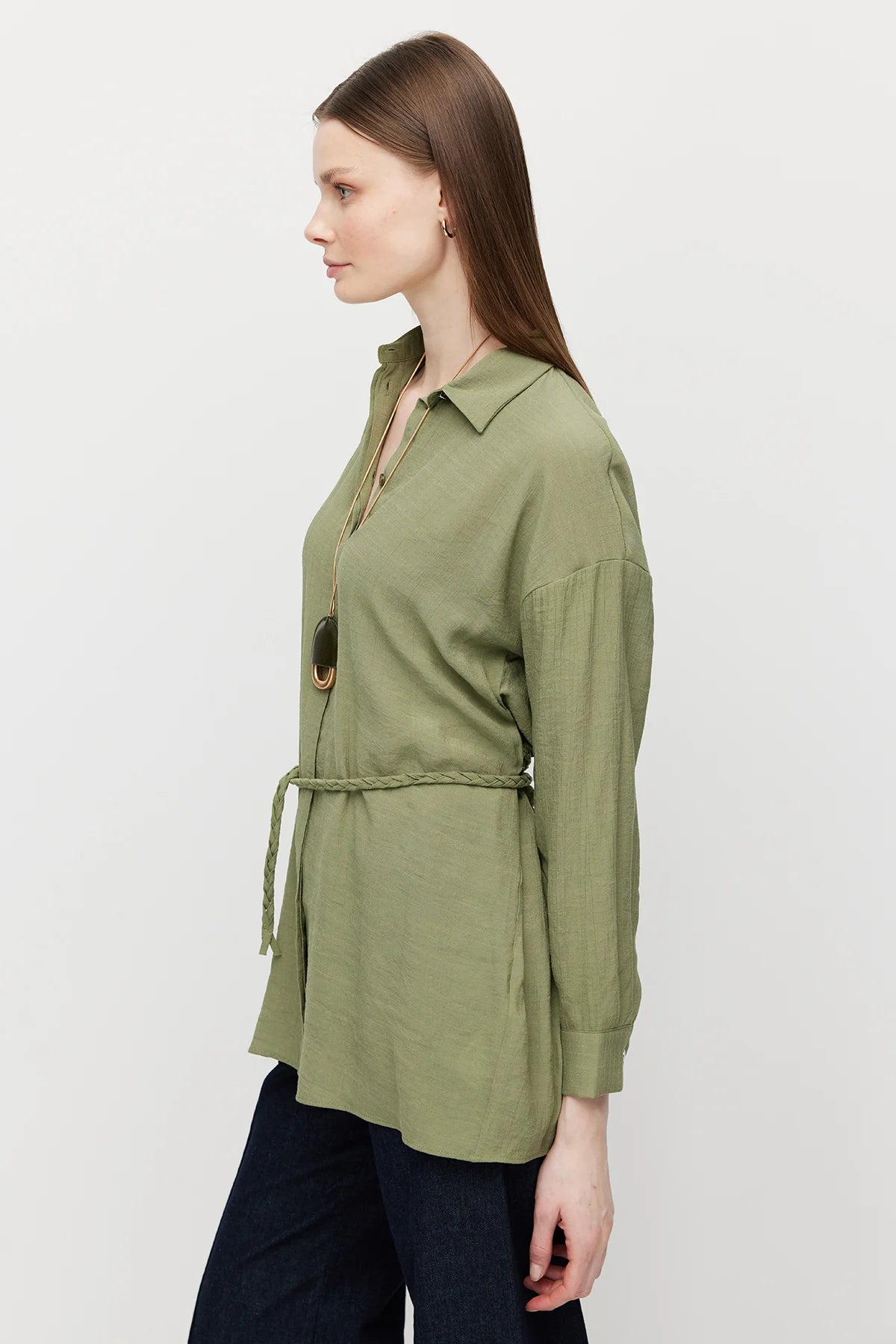 قميص تونيك نسائي بحزام