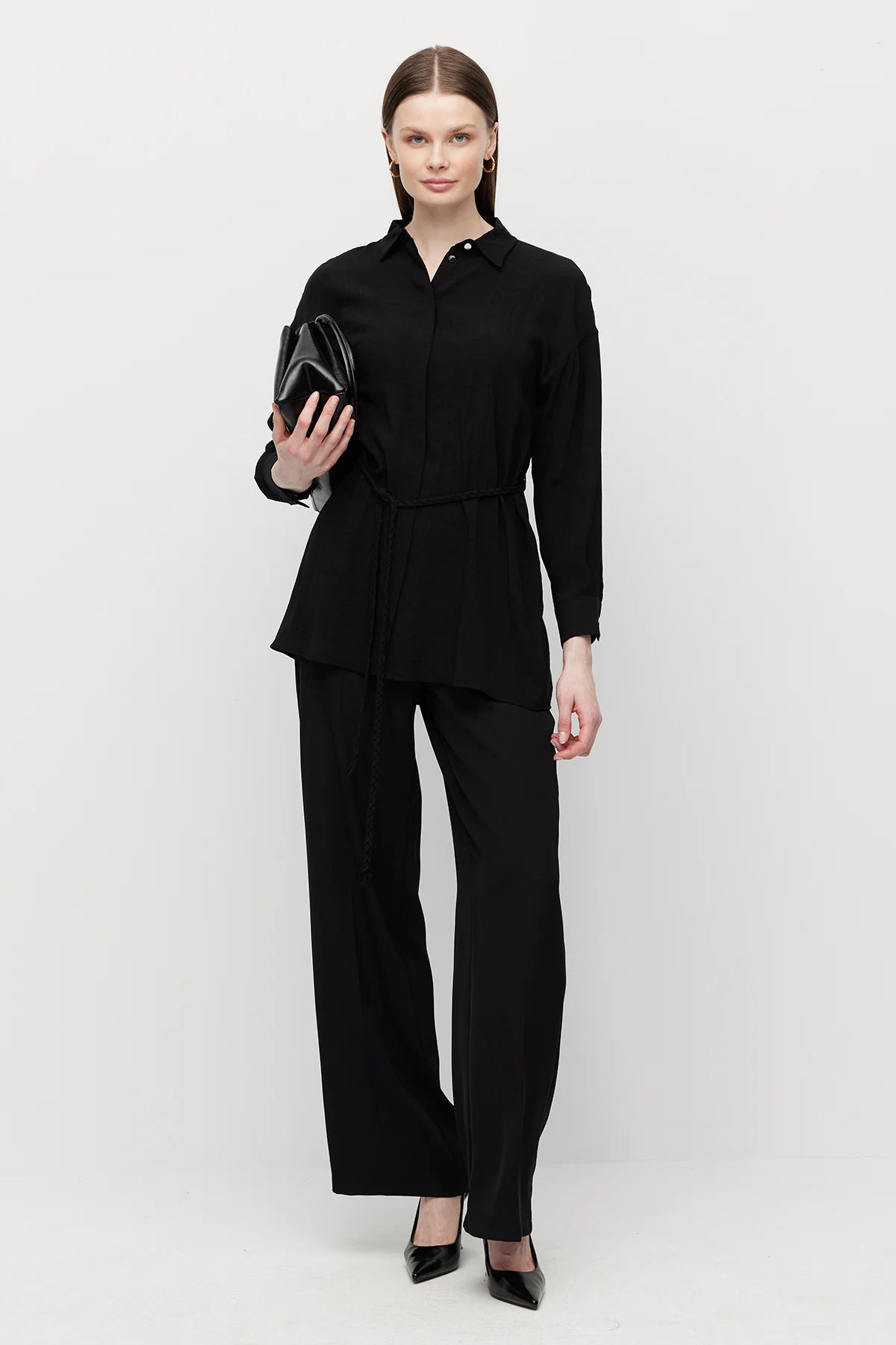 قميص تونيك نسائي بحزام