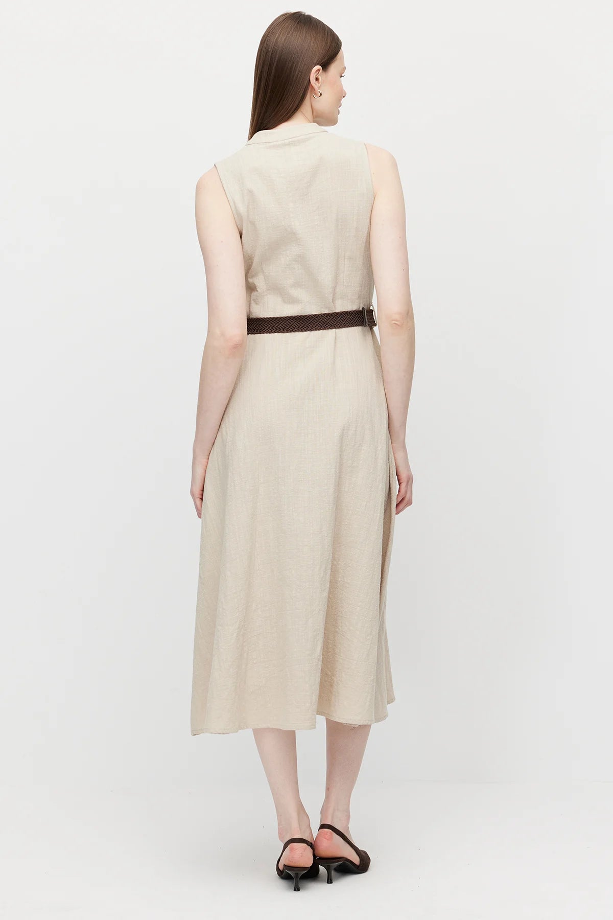 Women's Sleeveless Dress with Belt Detail