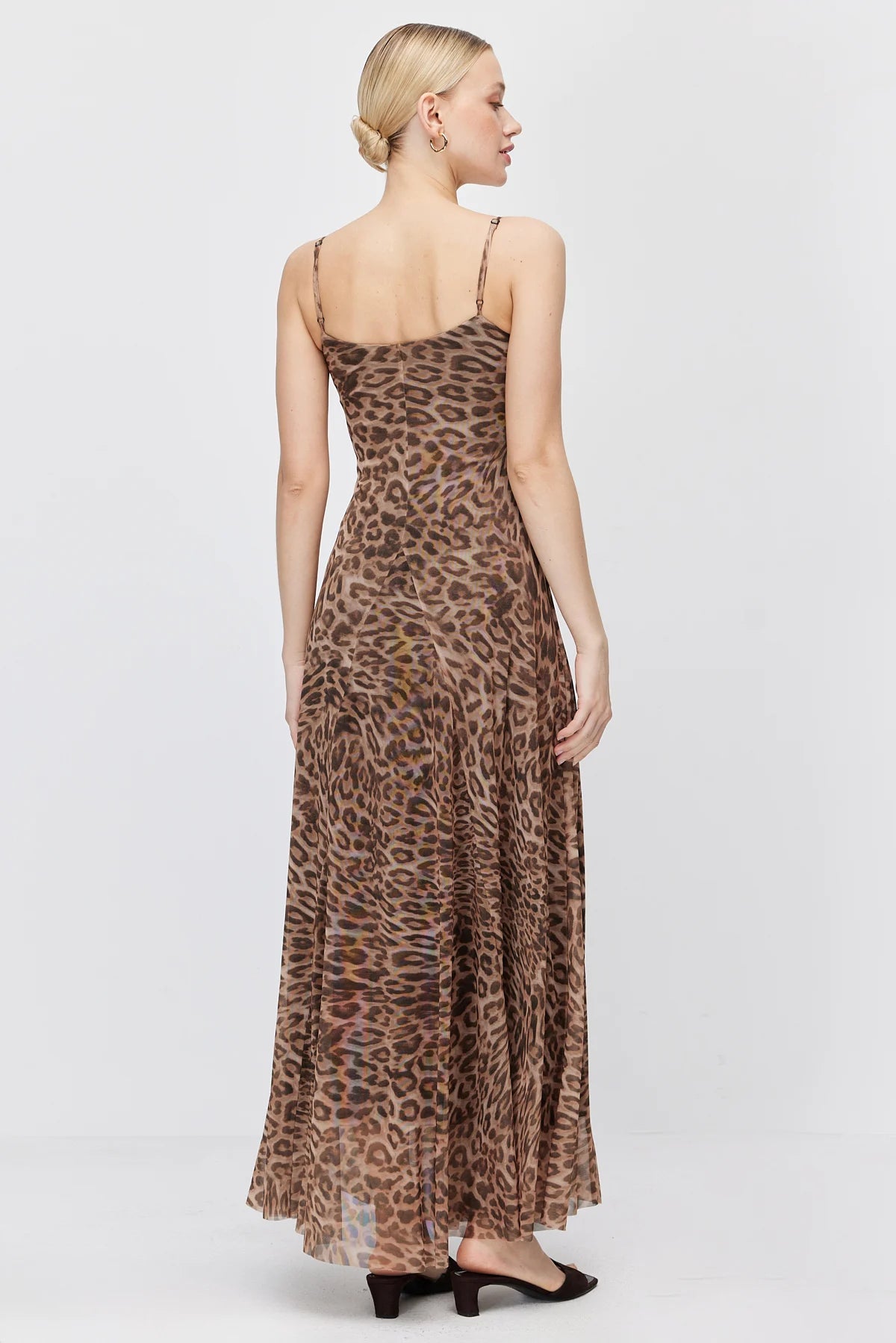 Women's Leopard Print Strappy Maxi Dress