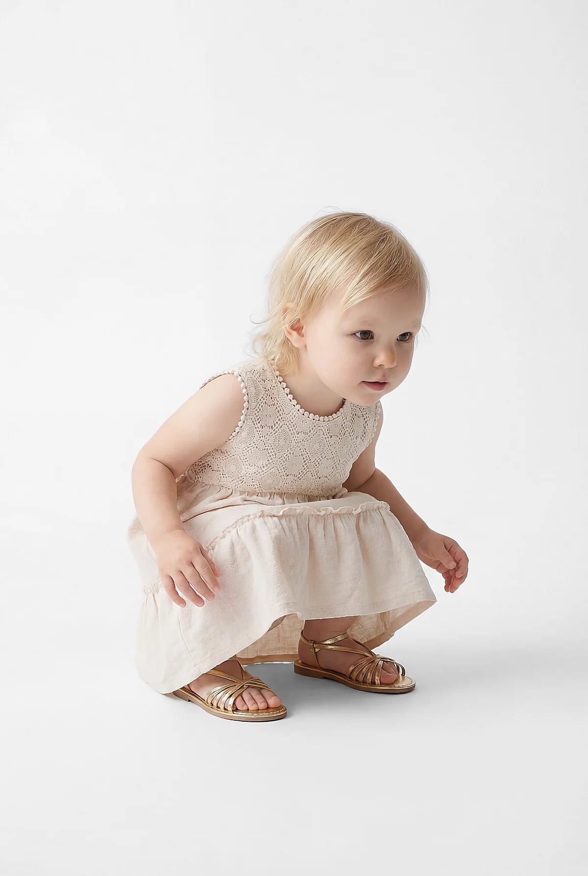 Girl's Crew Neck Sleeveless Dress