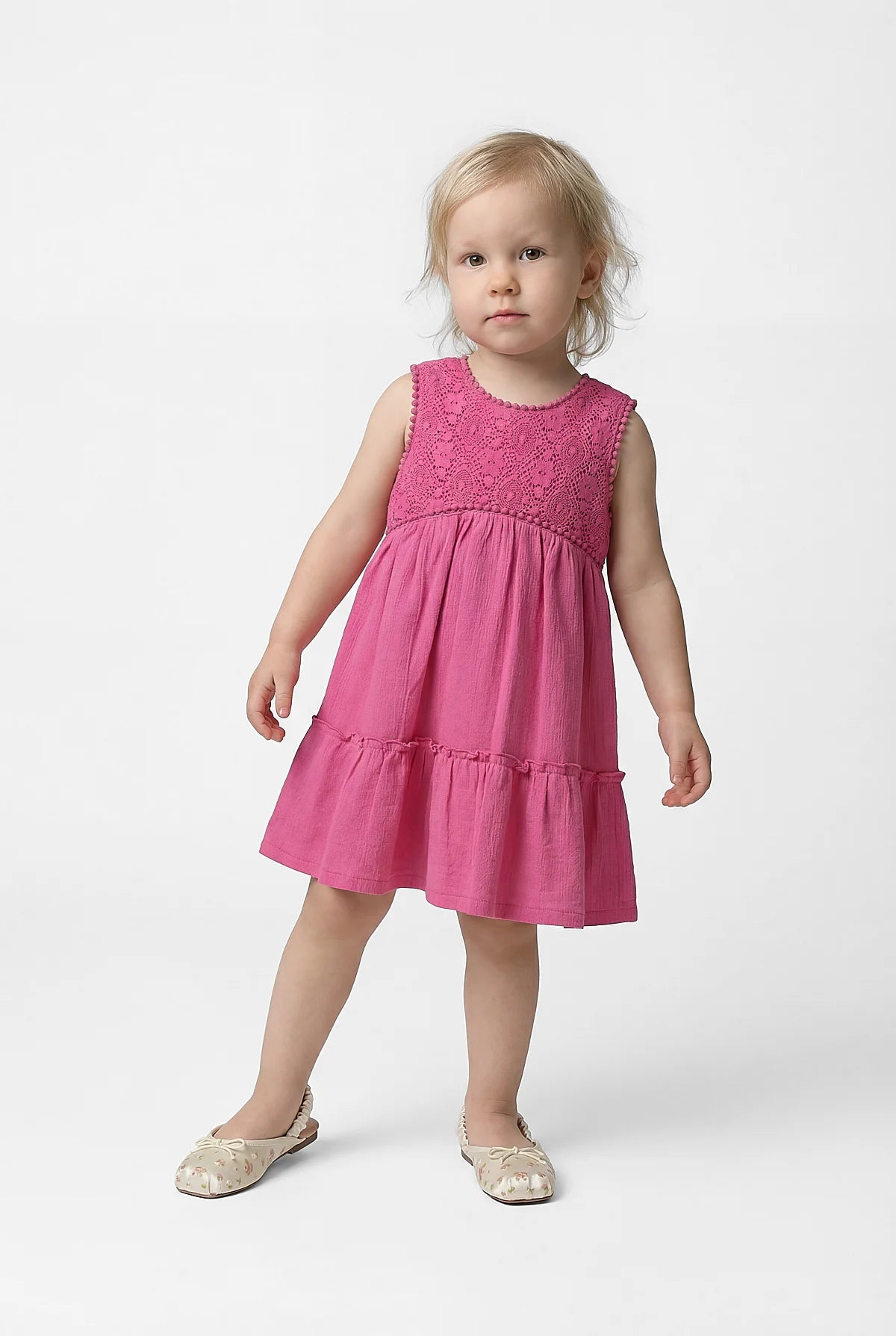 Girl's Crew Neck Sleeveless Dress