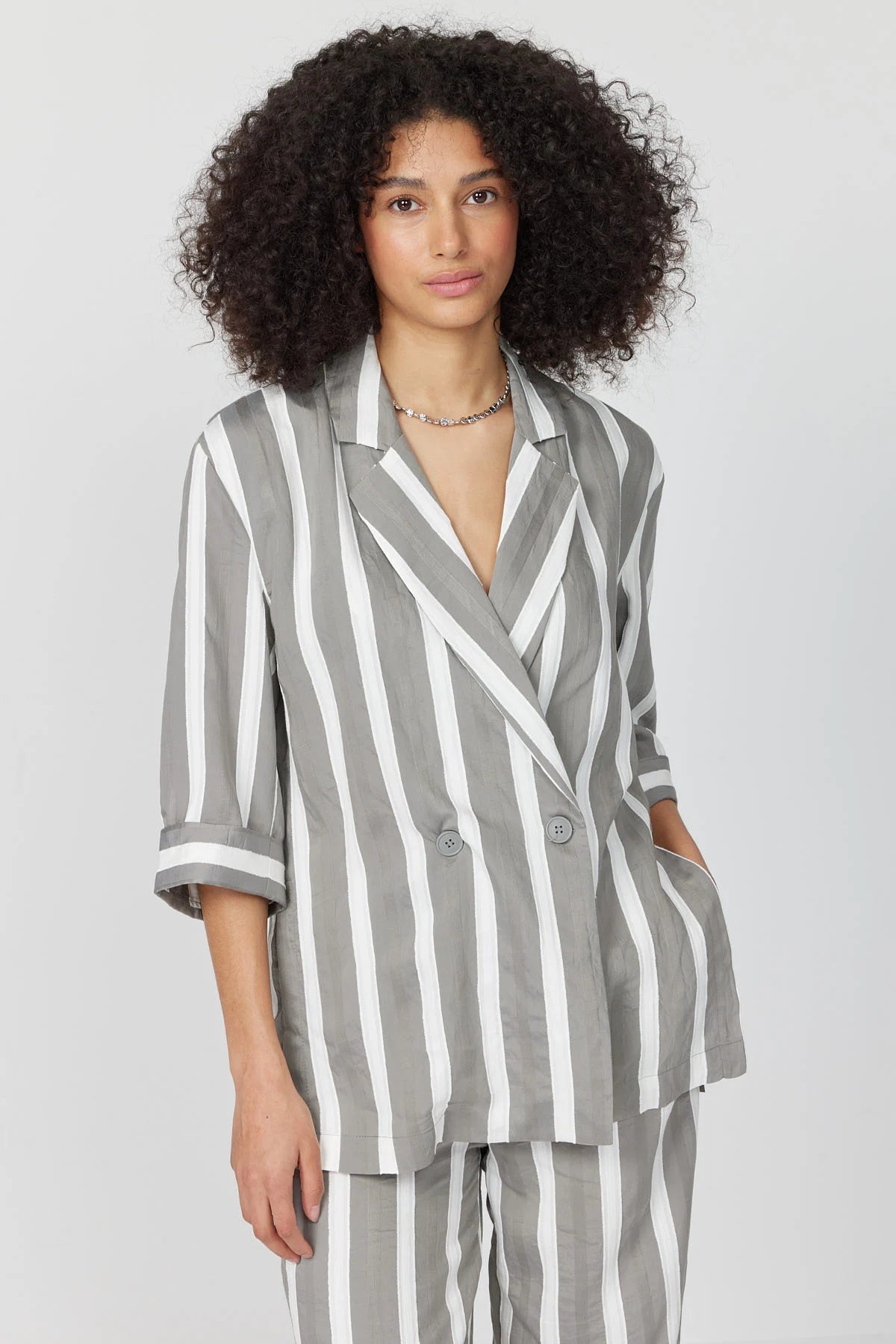 Women's Capri Sleeve Striped Jacket