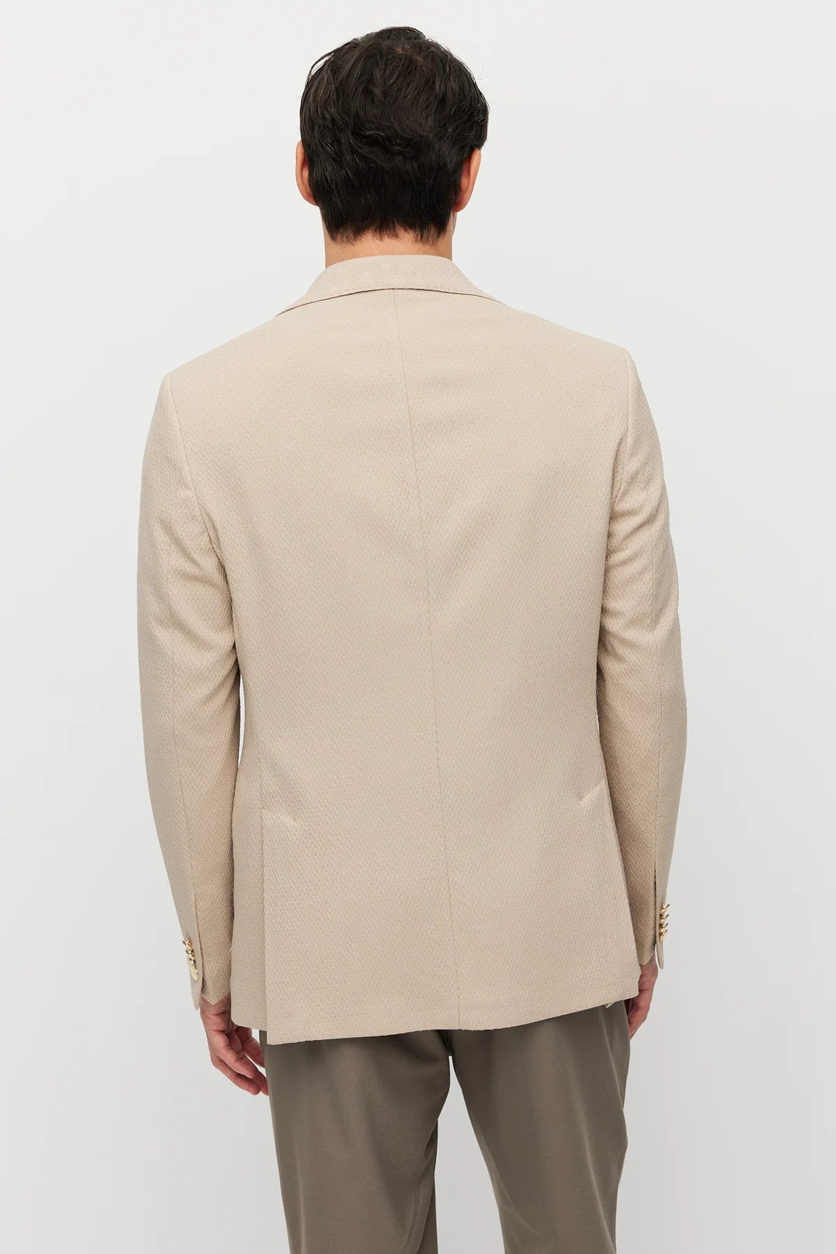 Men's Mono Collar Double-Button Textured Jacket