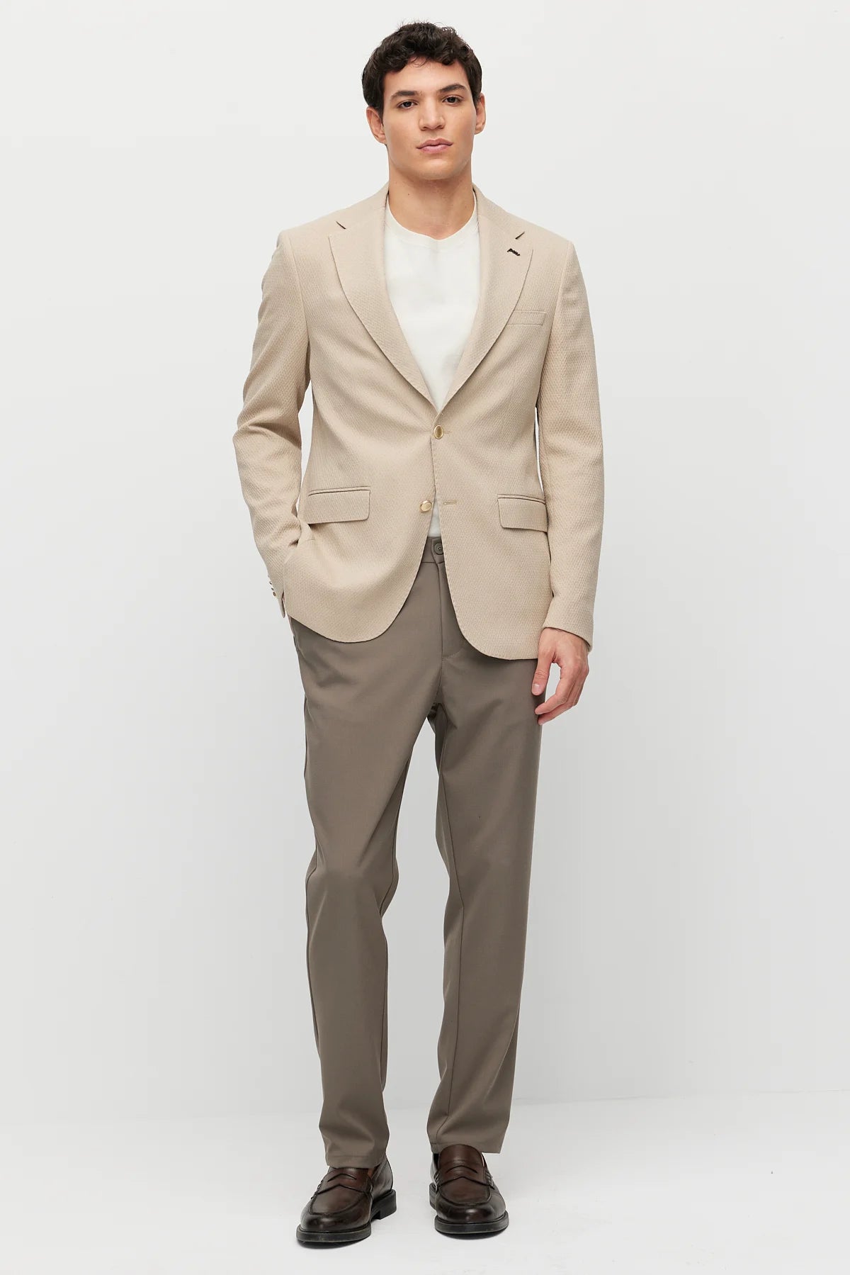 Men's Mono Collar Double-Button Textured Jacket