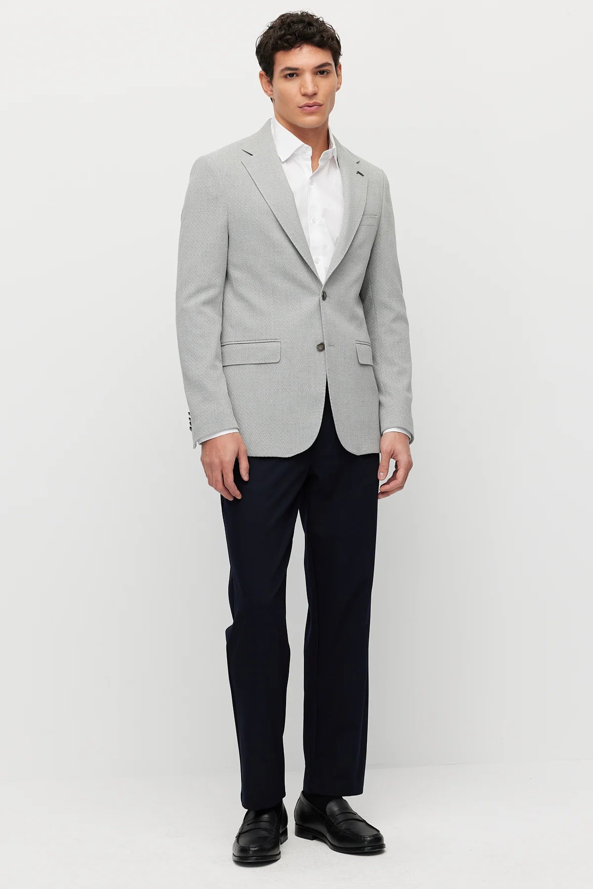 Men's Mono Collar Double-Button Textured Jacket