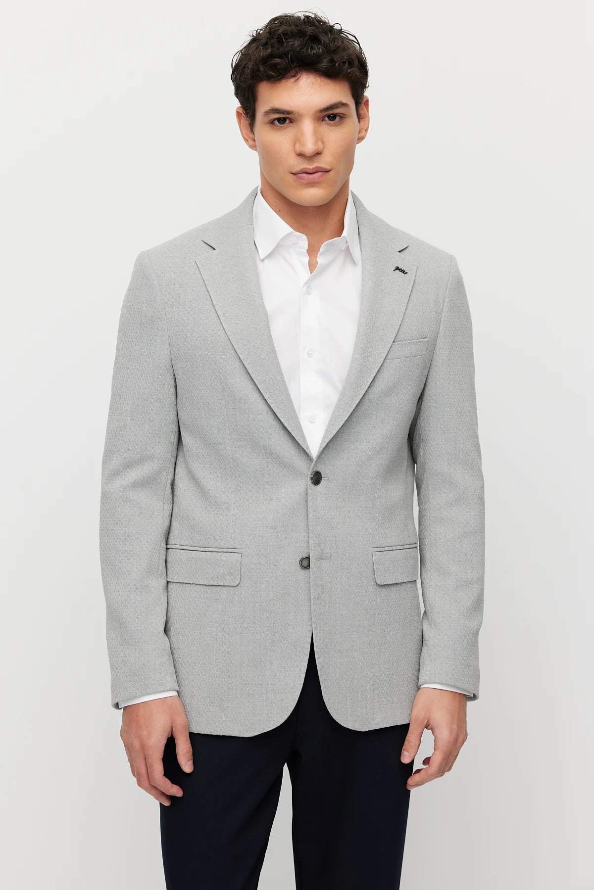 Men's Mono Collar Double-Button Textured Jacket