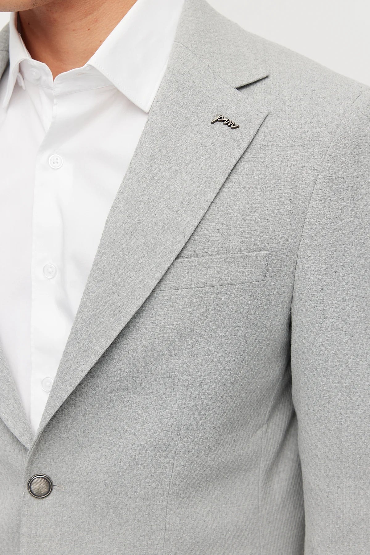 Men's Mono Collar Double-Button Textured Jacket