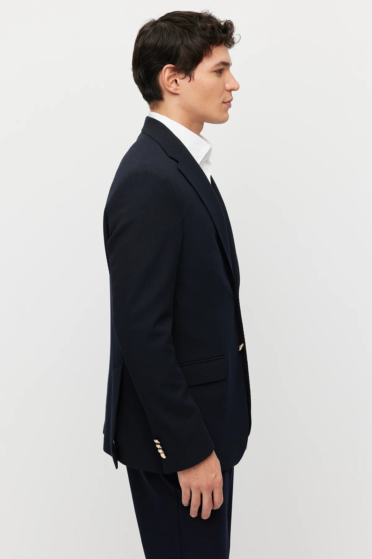 Men's Mono Collar Double-Button Textured Jacket