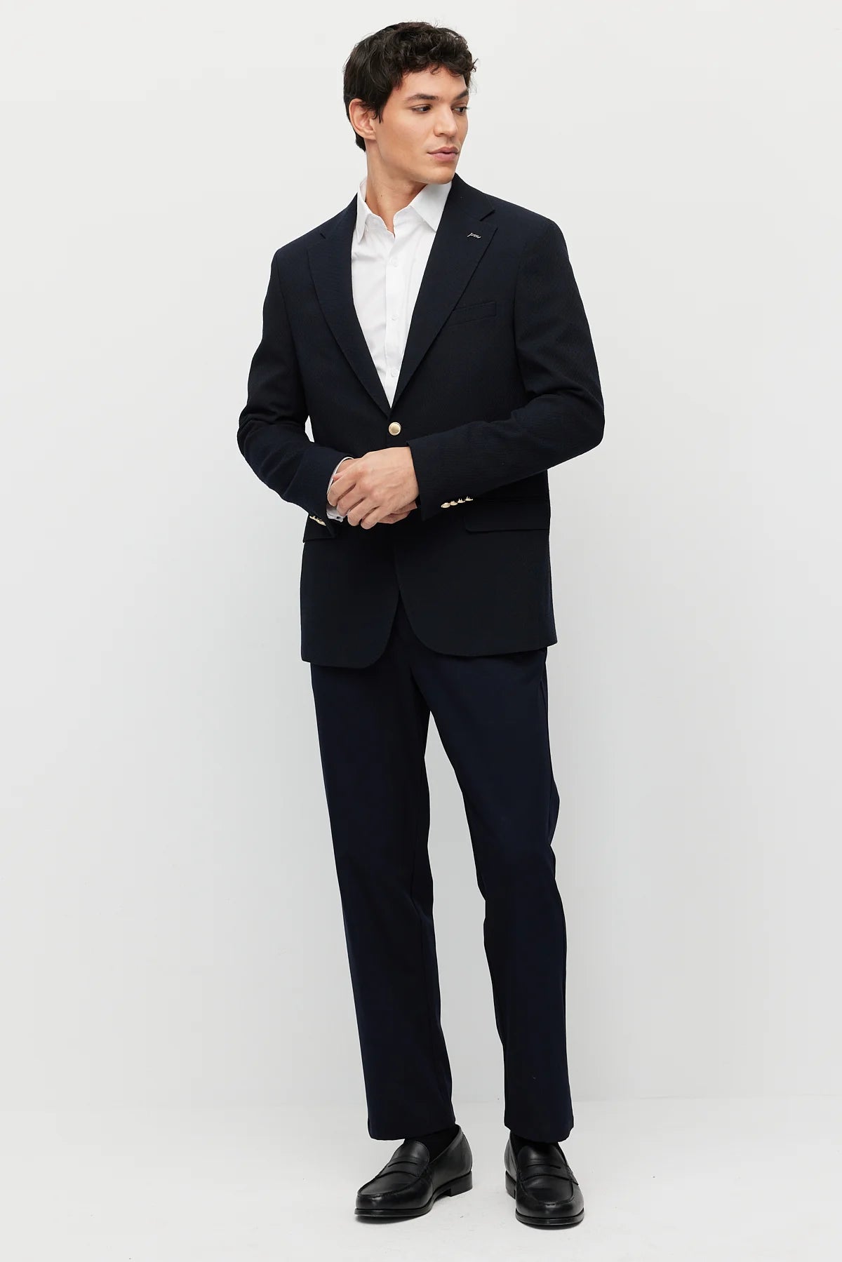 Men's Mono Collar Double-Button Textured Jacket