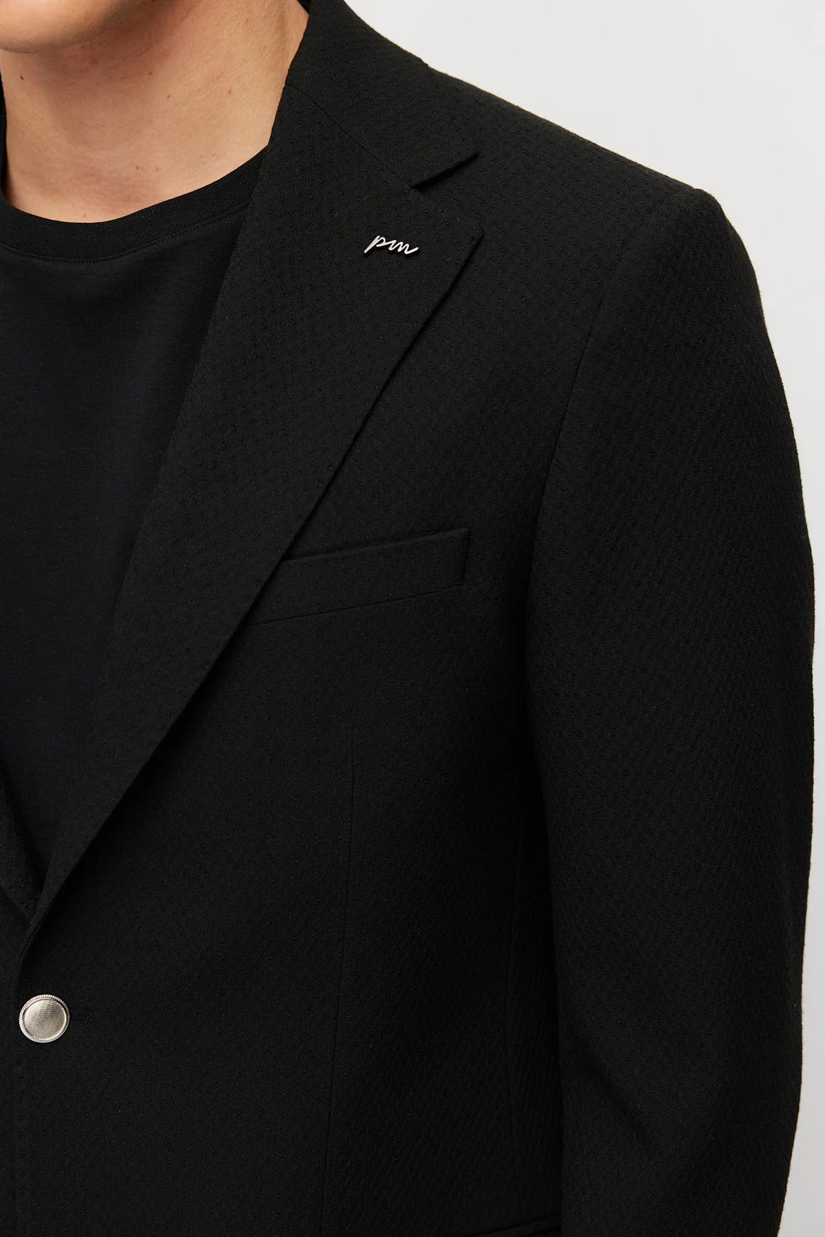 Men's Mono Collar Double-Button Textured Jacket