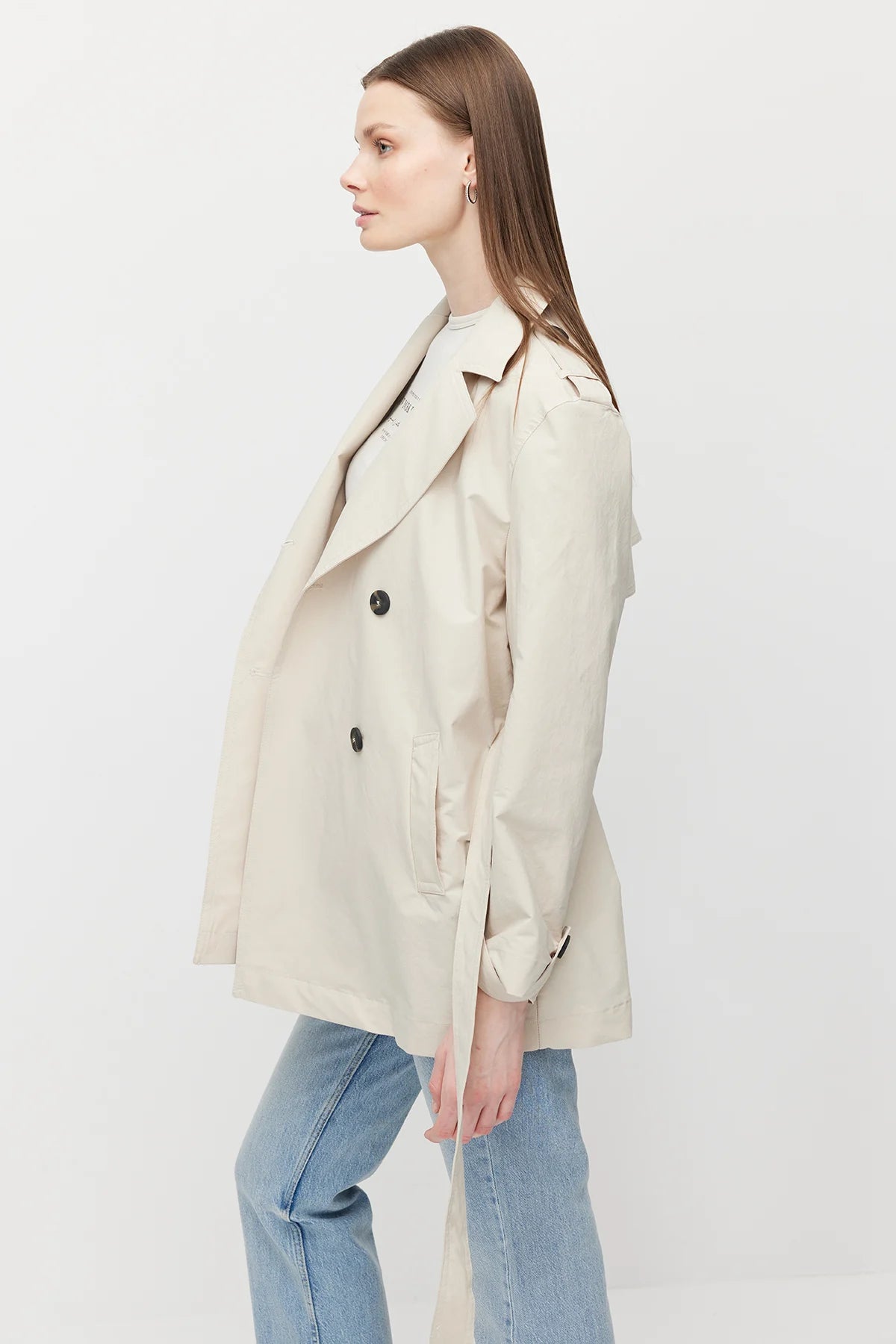 Women's Belted Short Trench Coat