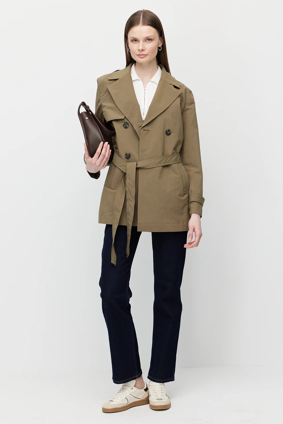 Women's Belted Short Trench Coat