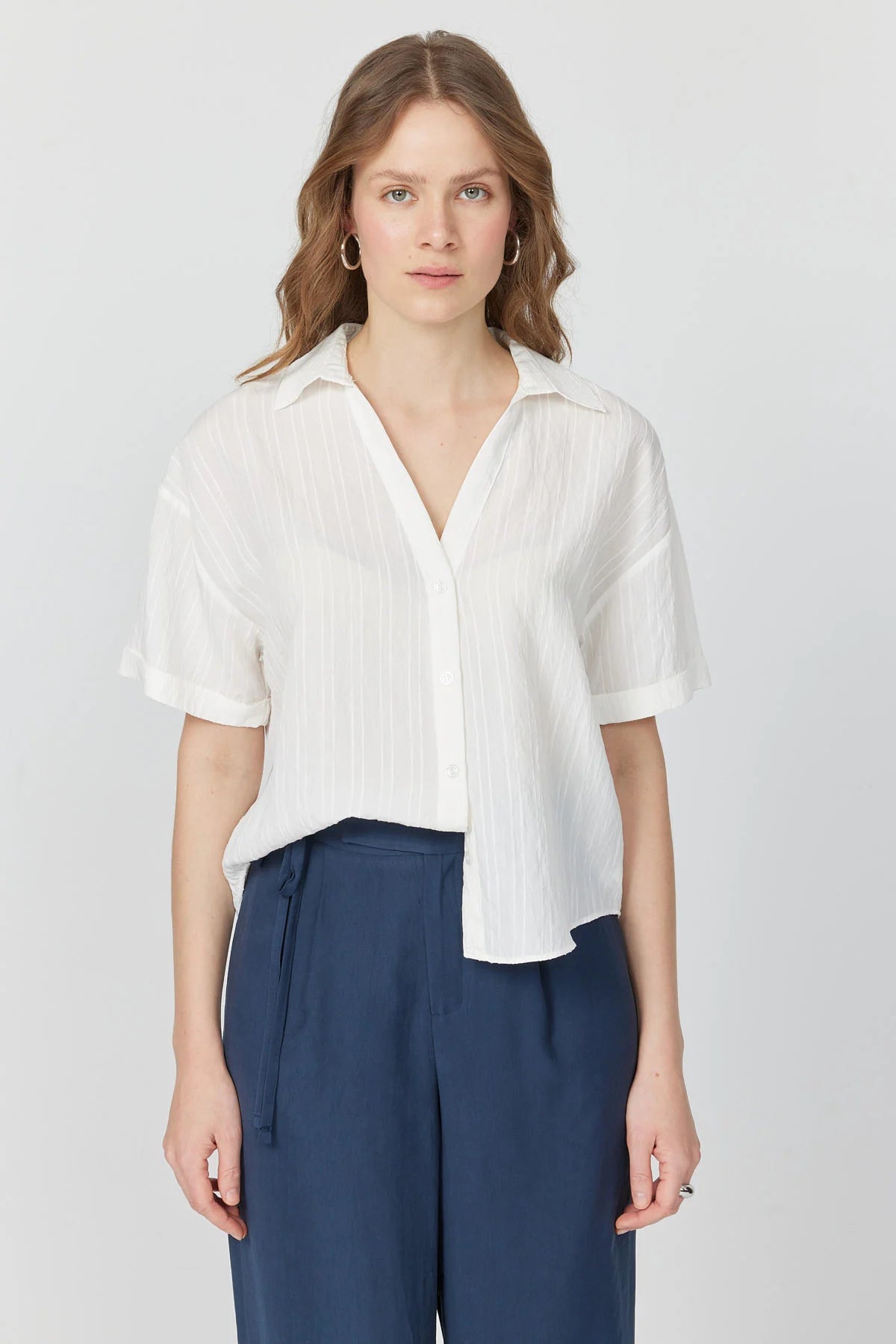 Women's Striped Short Sleeved Shirt