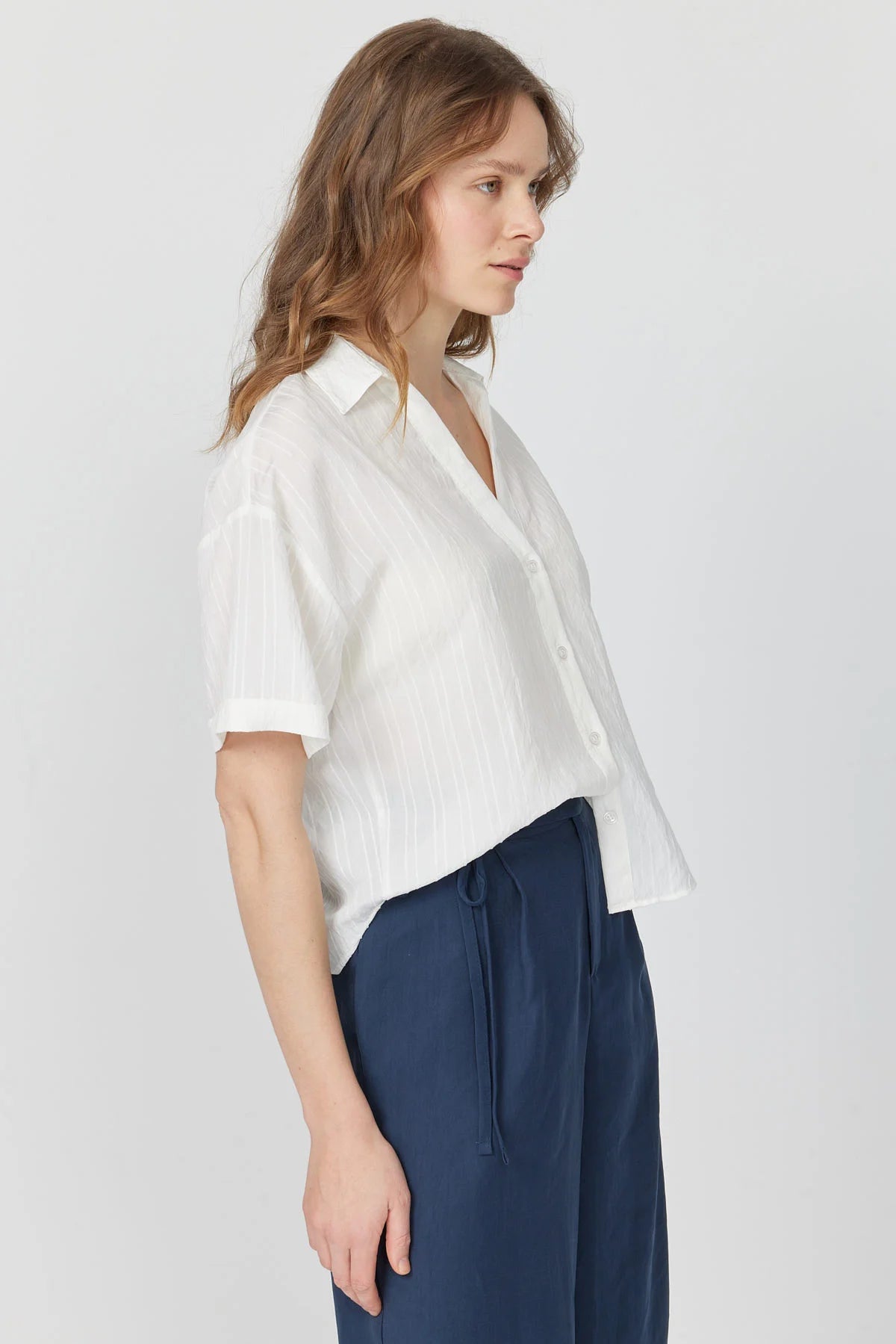 Women's Striped Short Sleeved Shirt