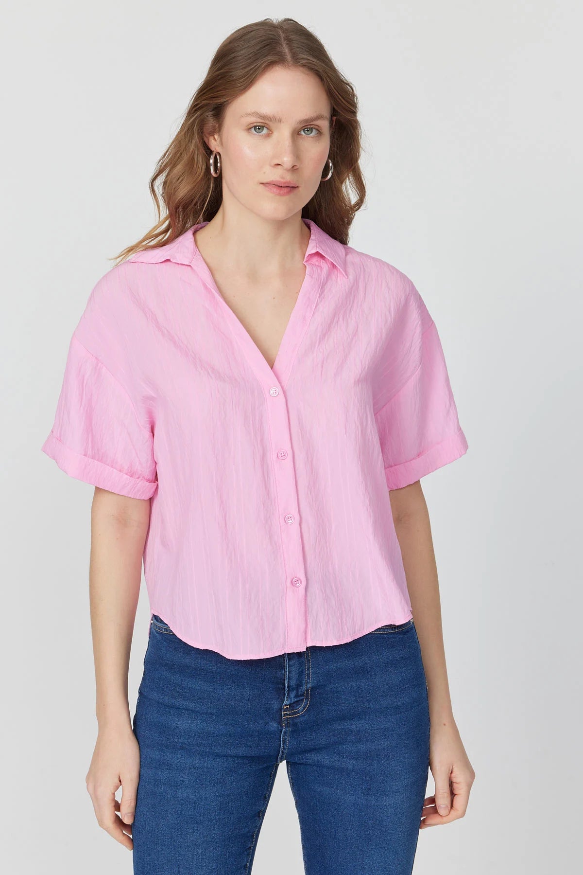 Women's Striped Short Sleeved Shirt