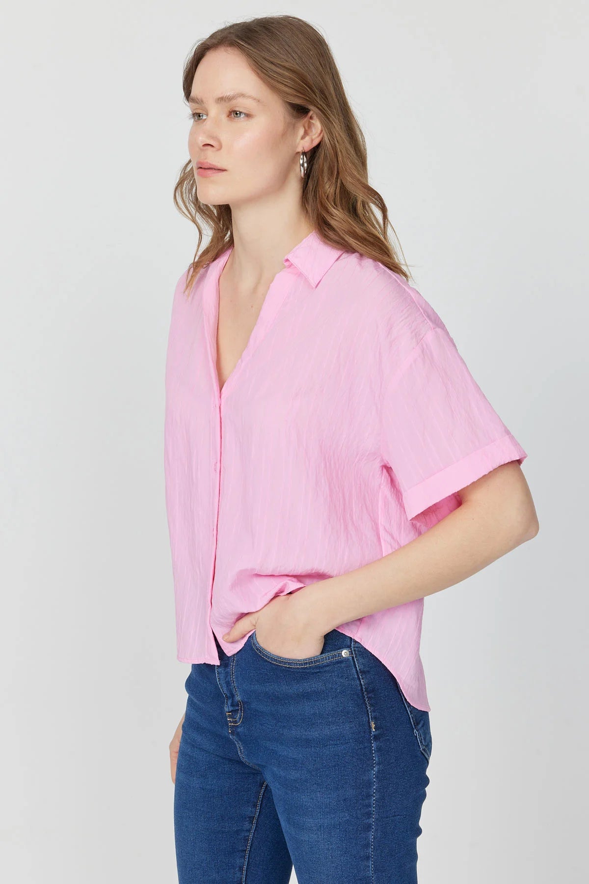 Women's Striped Short Sleeved Shirt