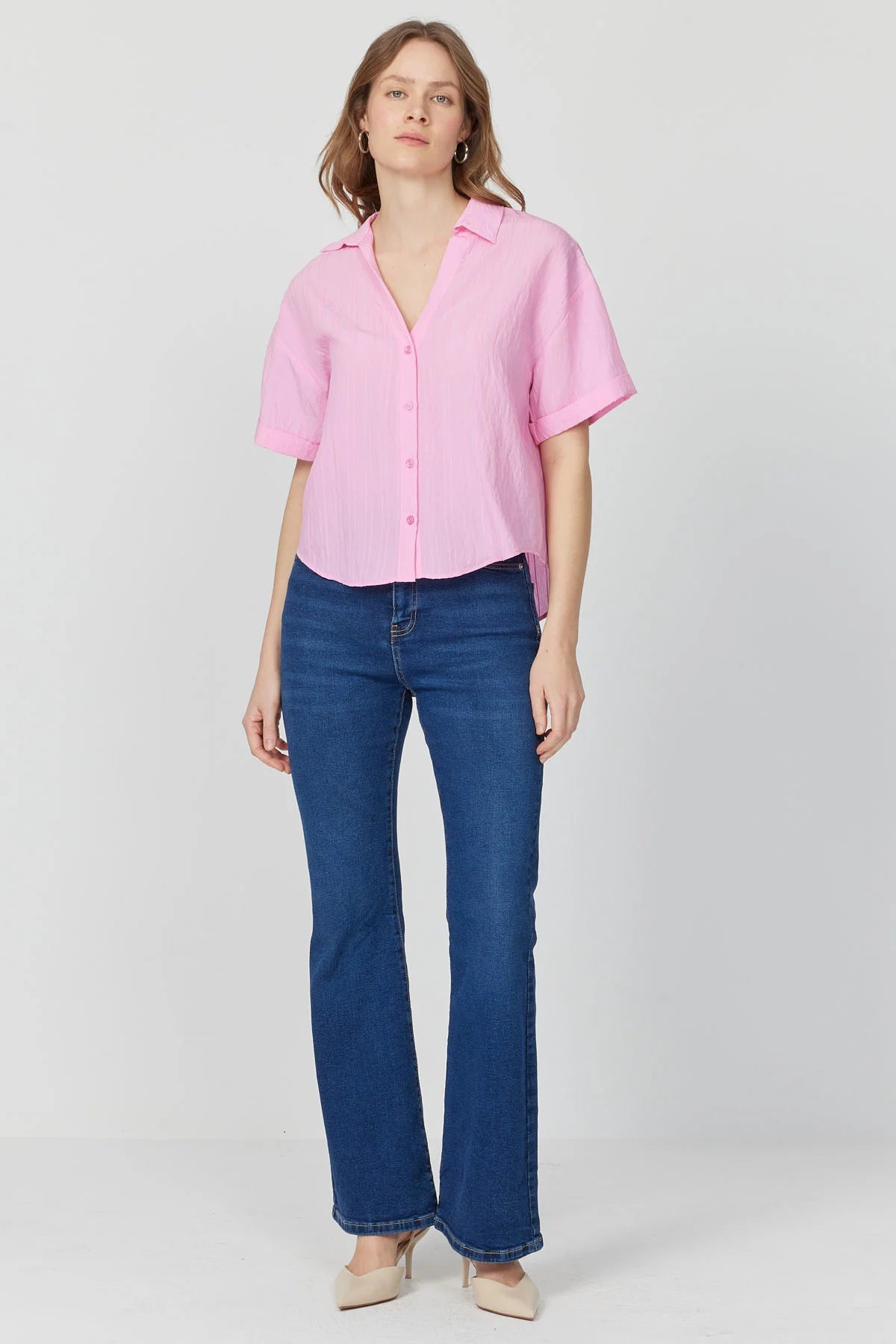 Women's Striped Short Sleeved Shirt