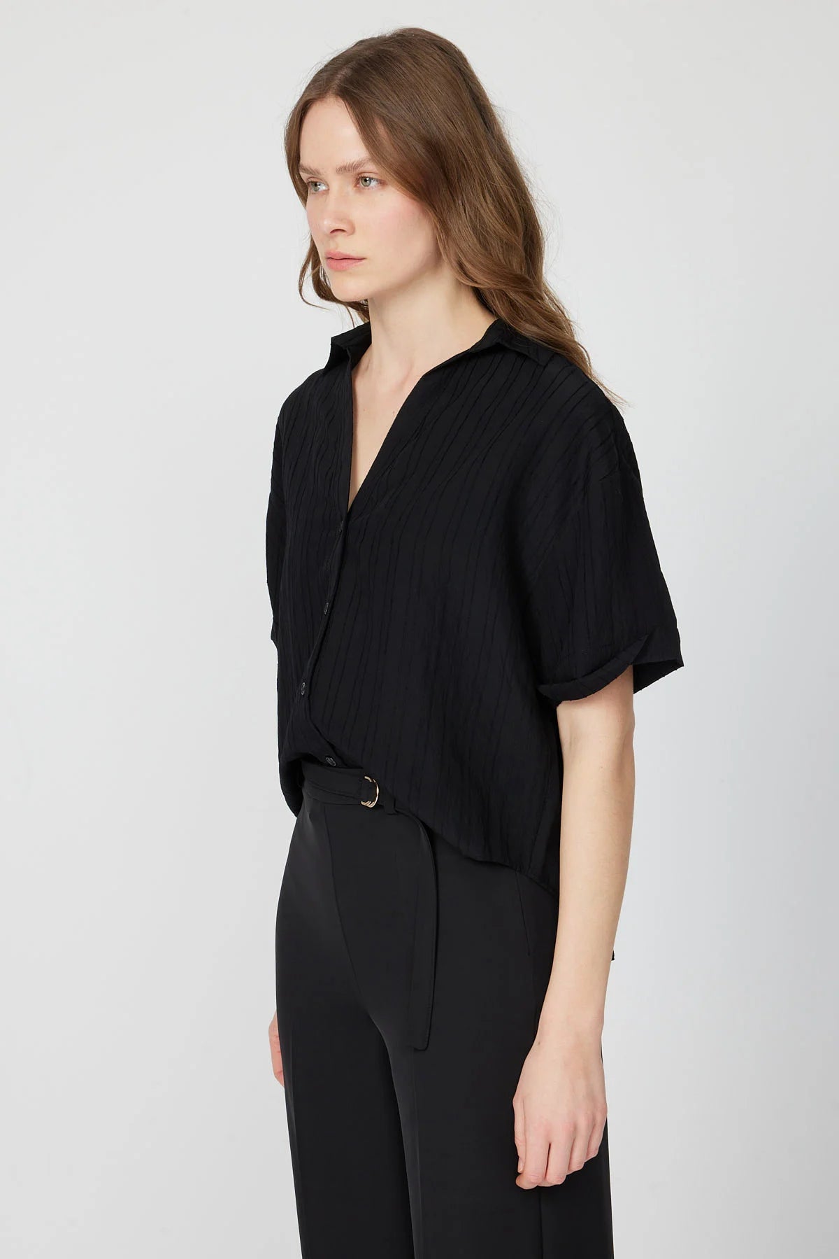 Women's Striped Short Sleeved Shirt