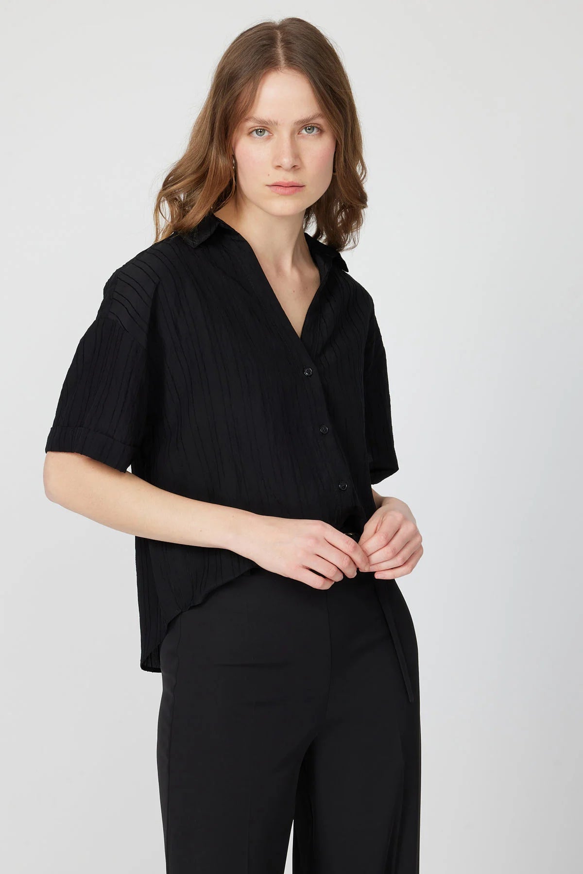 Women's Striped Short Sleeved Shirt