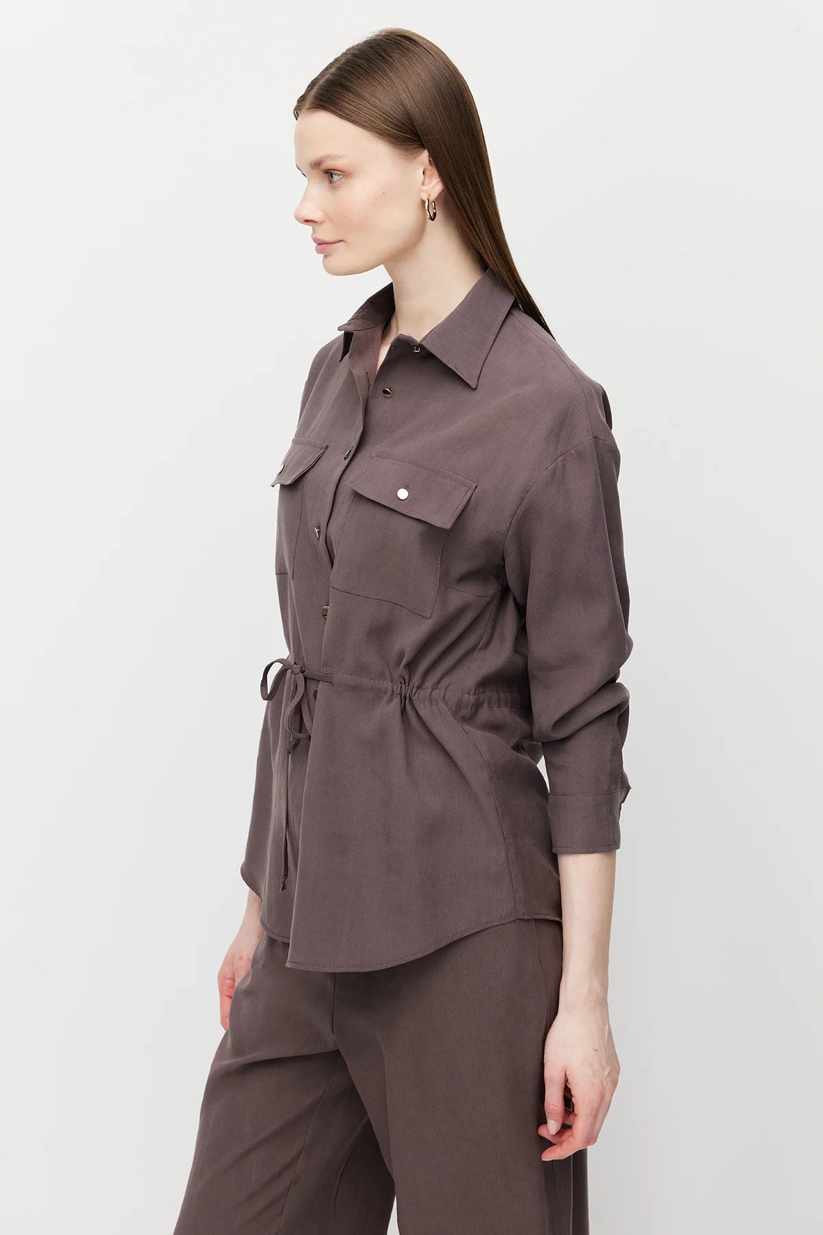 Women's Belted Shirt with Pockets