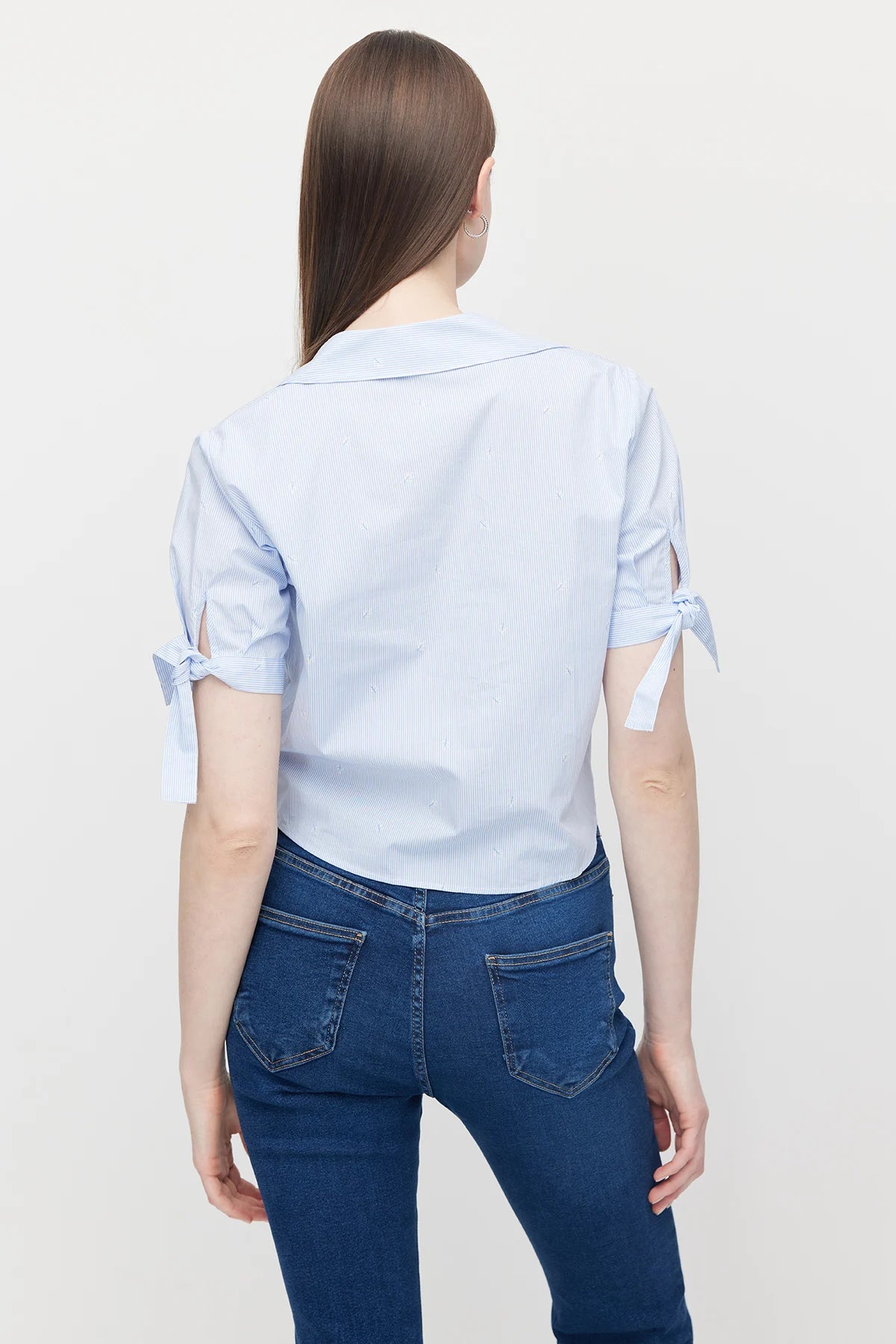 Women's Poplin Shirt with Sleeve Detail