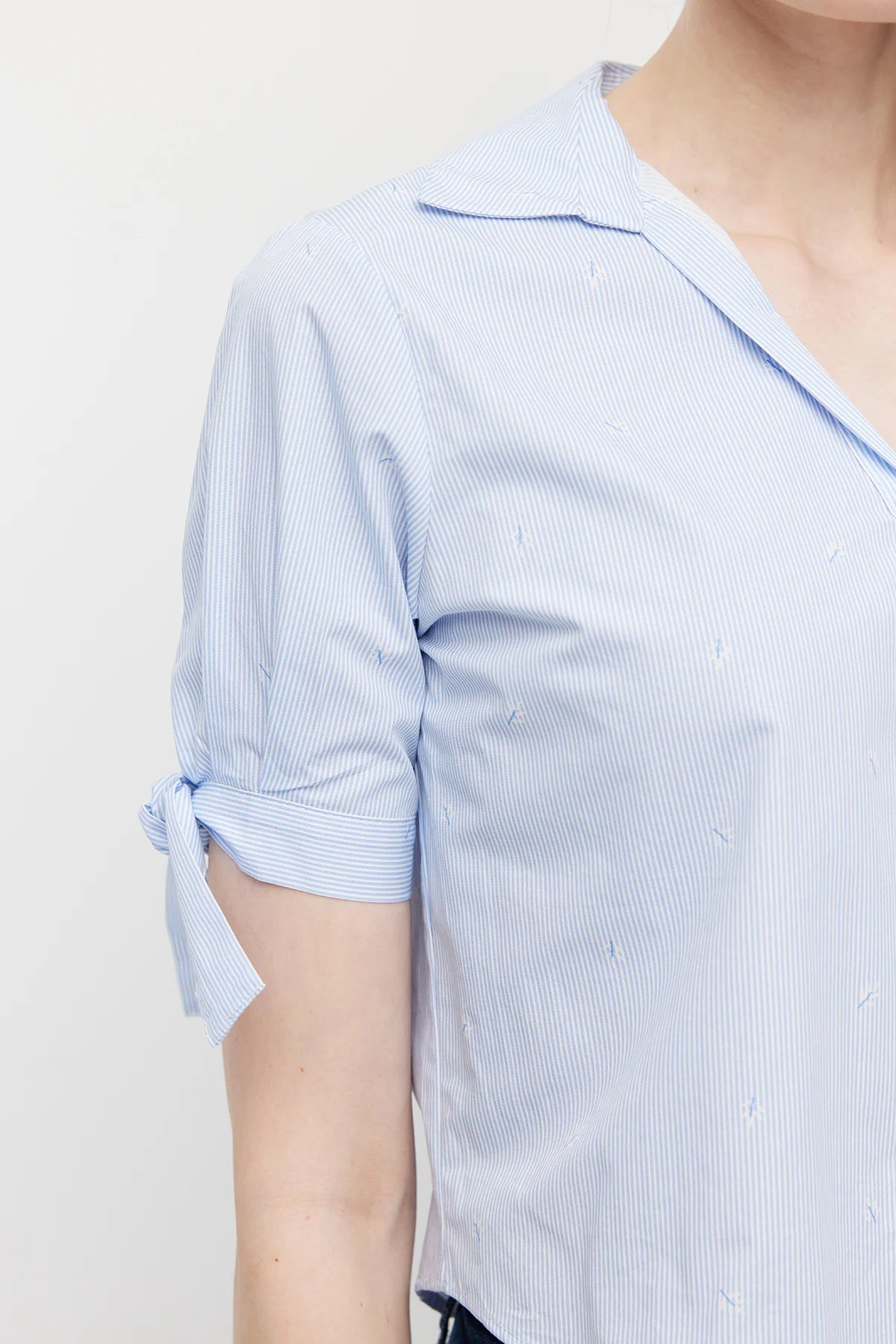 Women's Poplin Shirt with Sleeve Detail