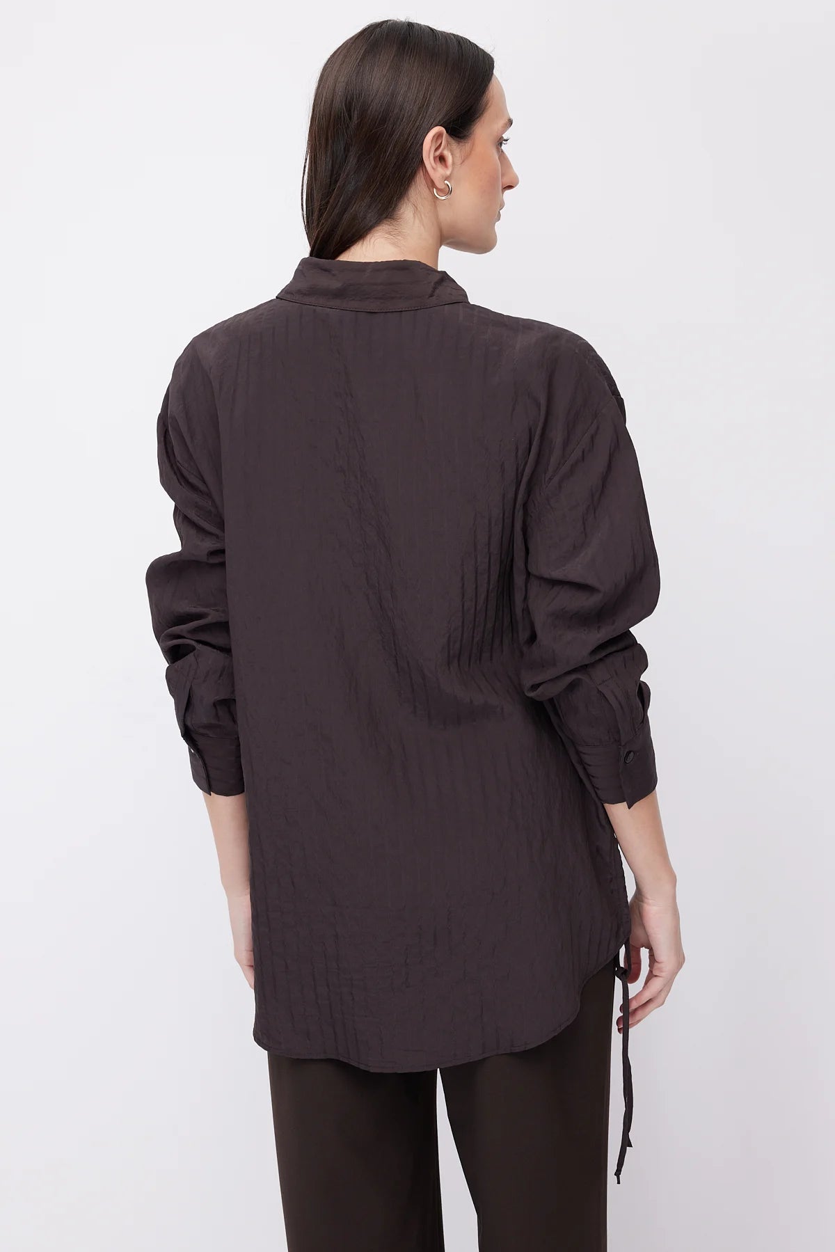 Women's Striped Oversize Shirt with Side Lace Detail