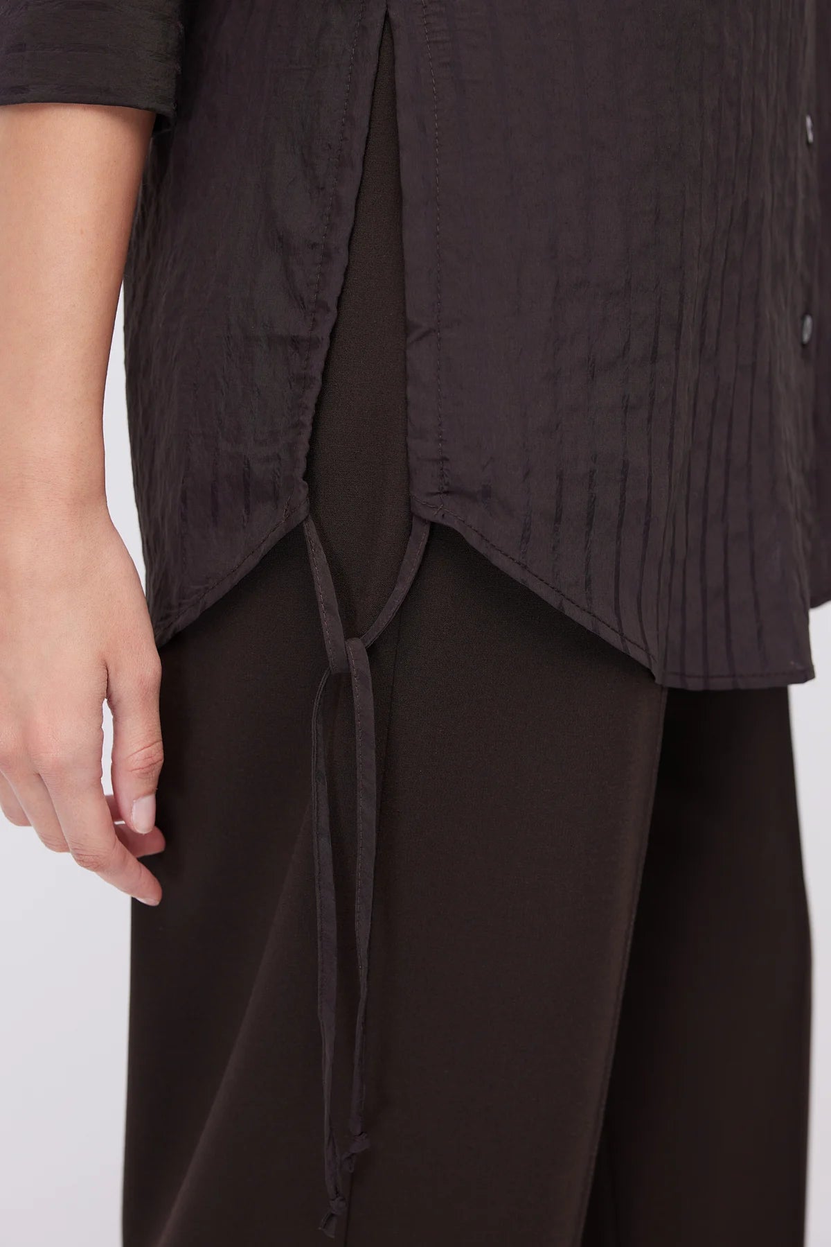 Women's Striped Oversize Shirt with Side Lace Detail