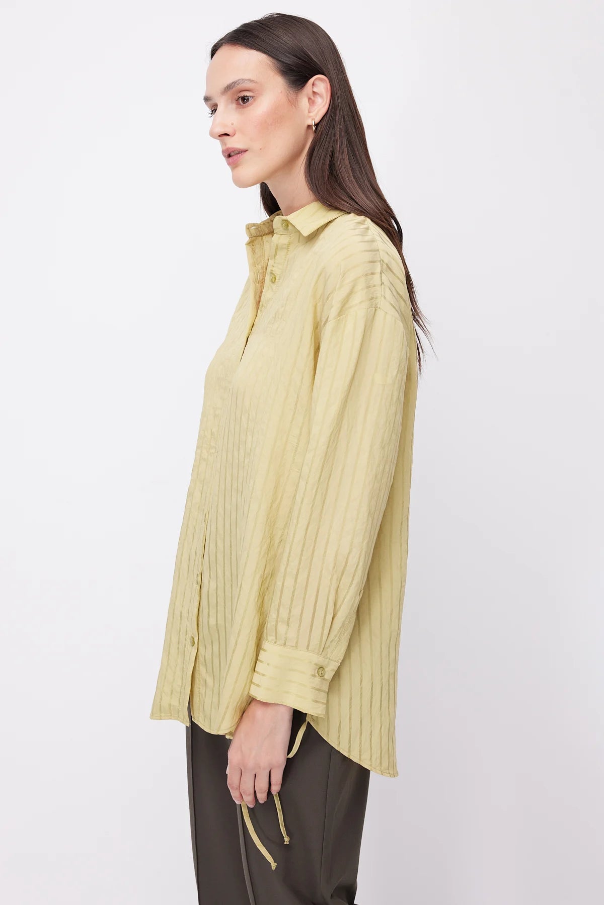 Women's Striped Oversize Shirt with Side Lace Detail