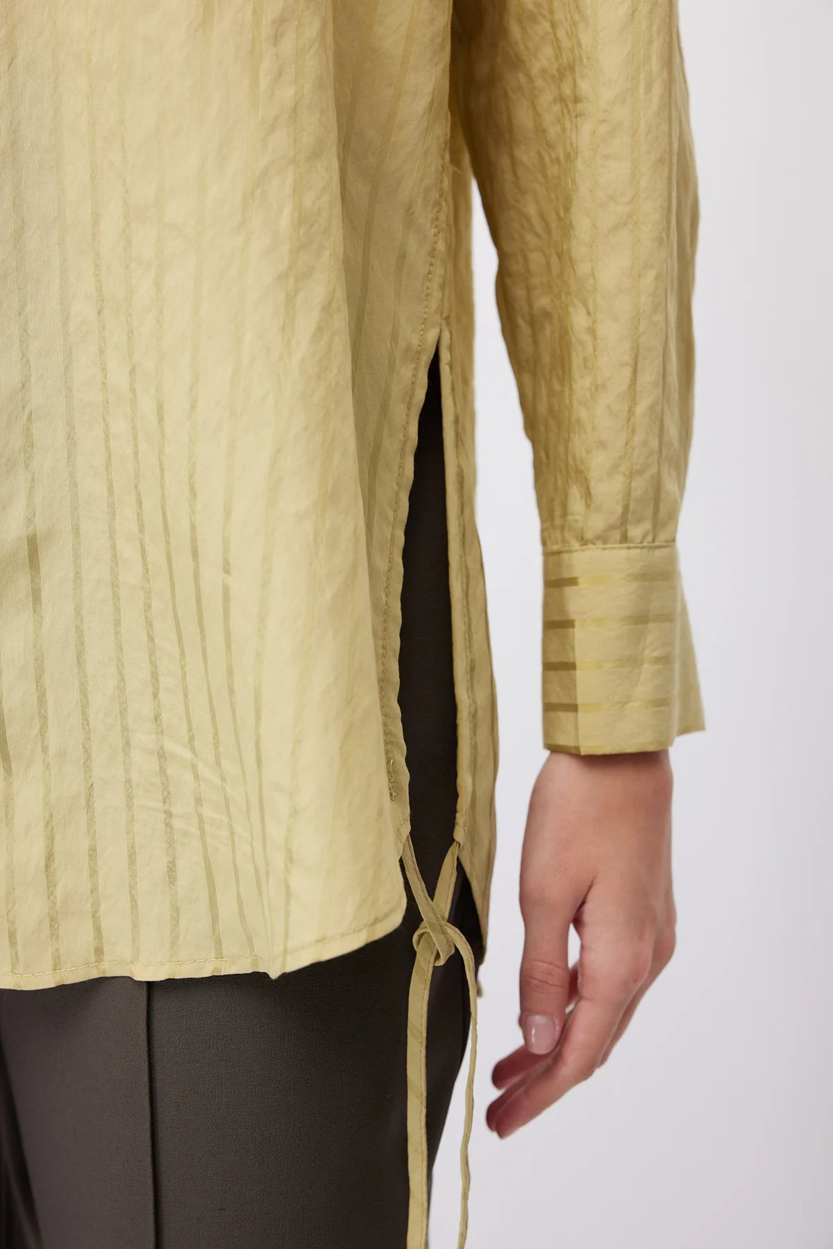 Women's Striped Oversize Shirt with Side Lace Detail