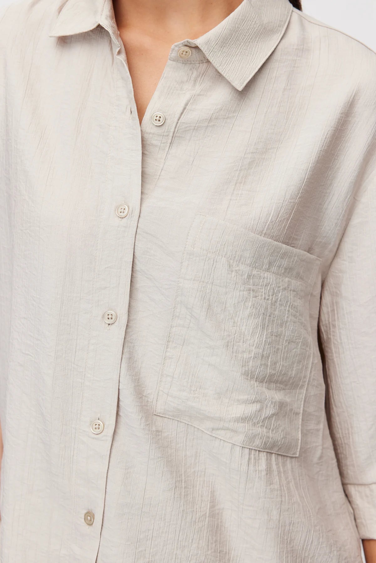 Women's Oversize Textured Double Sleeve Shirt