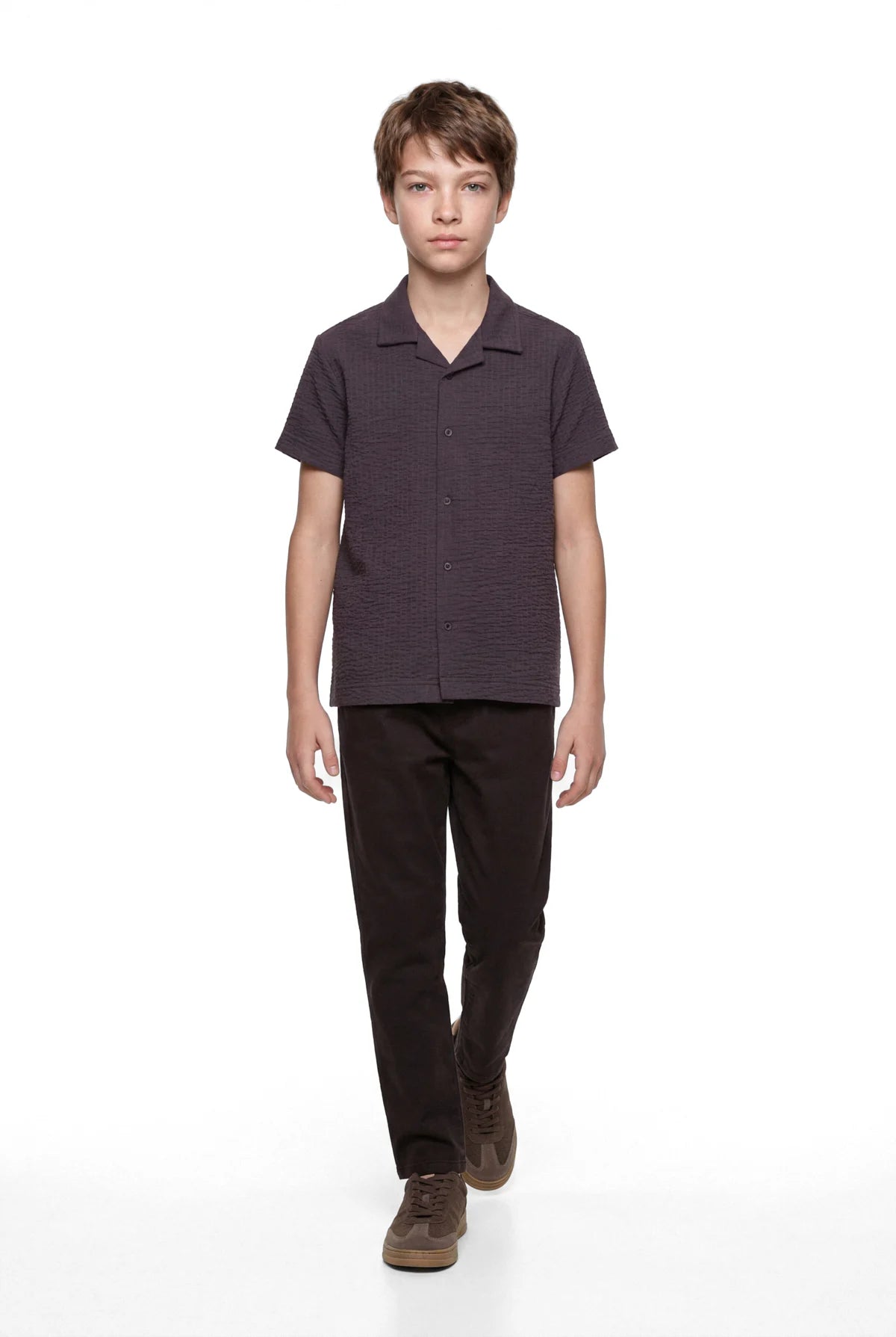 Boys' Textured Short Sleeved Shirt