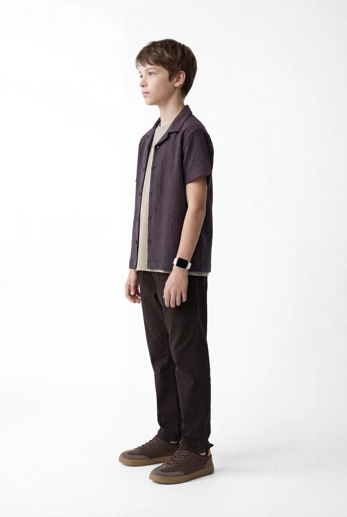 Boys' Textured Short Sleeved Shirt