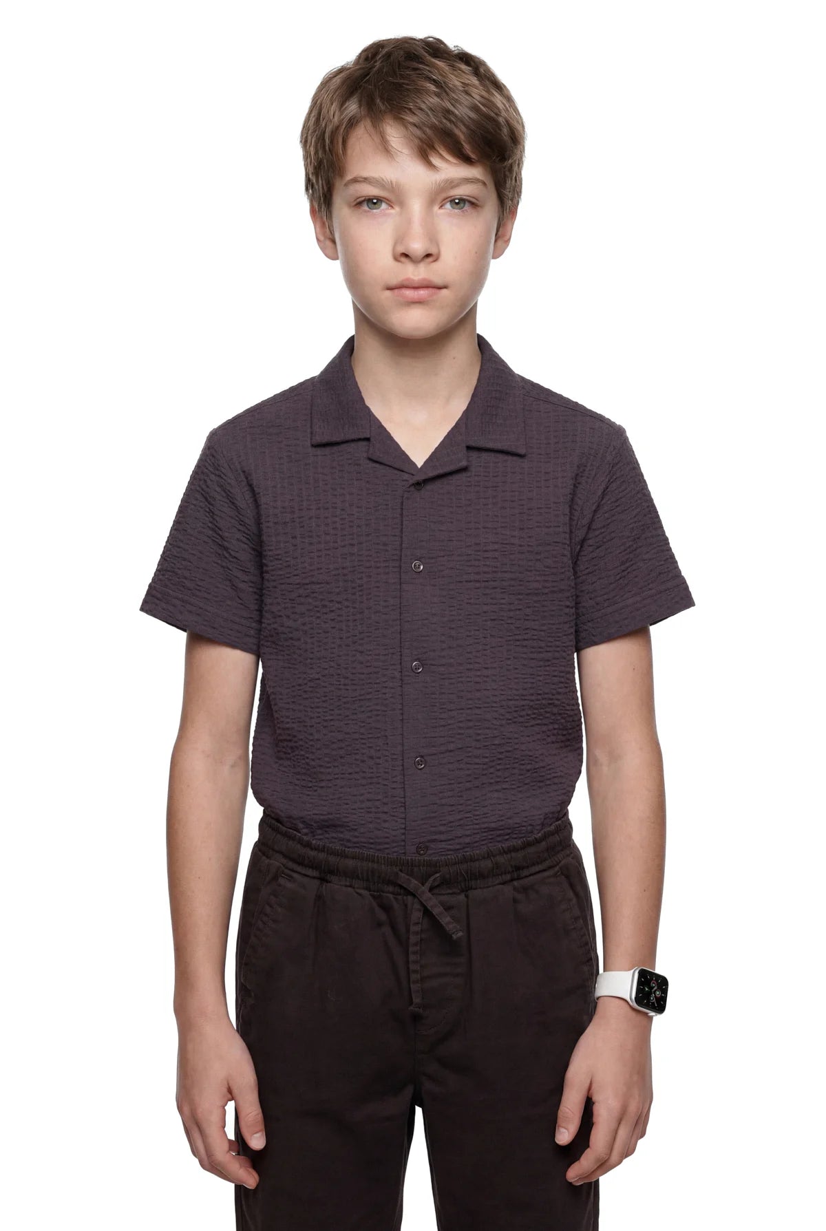 Boys' Textured Short Sleeved Shirt