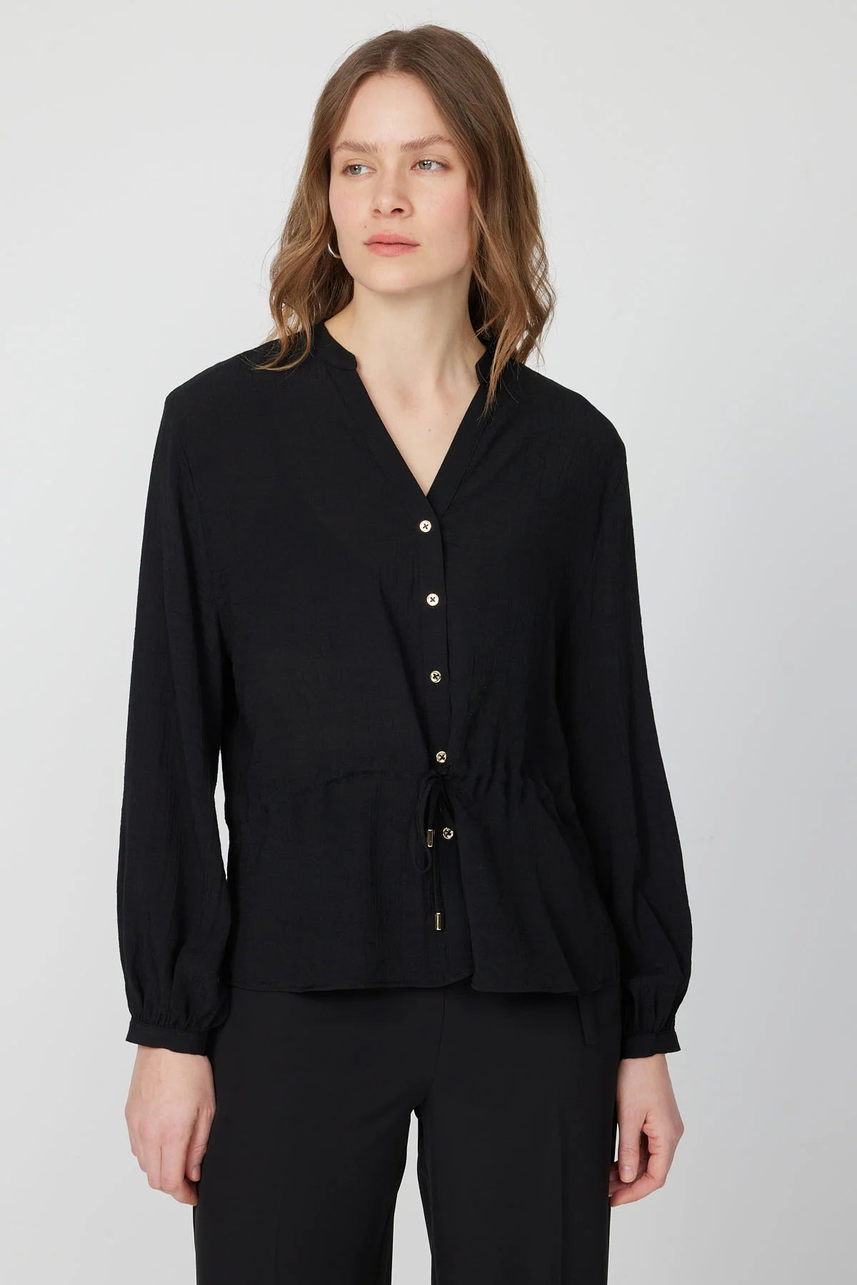 بلوزی کەمەر بە کۆلارە ماندارین بۆ ئافرەتان