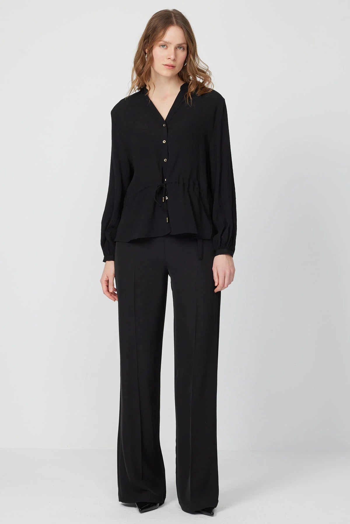 بلوزی کەمەر بە کۆلارە ماندارین بۆ ئافرەتان