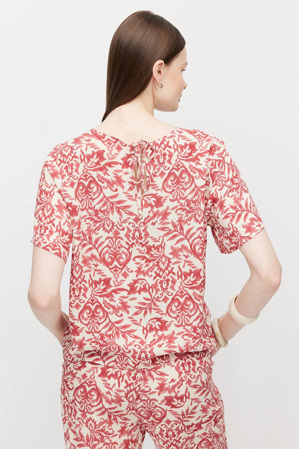 Women's Tight-Tie Patterned Blouse