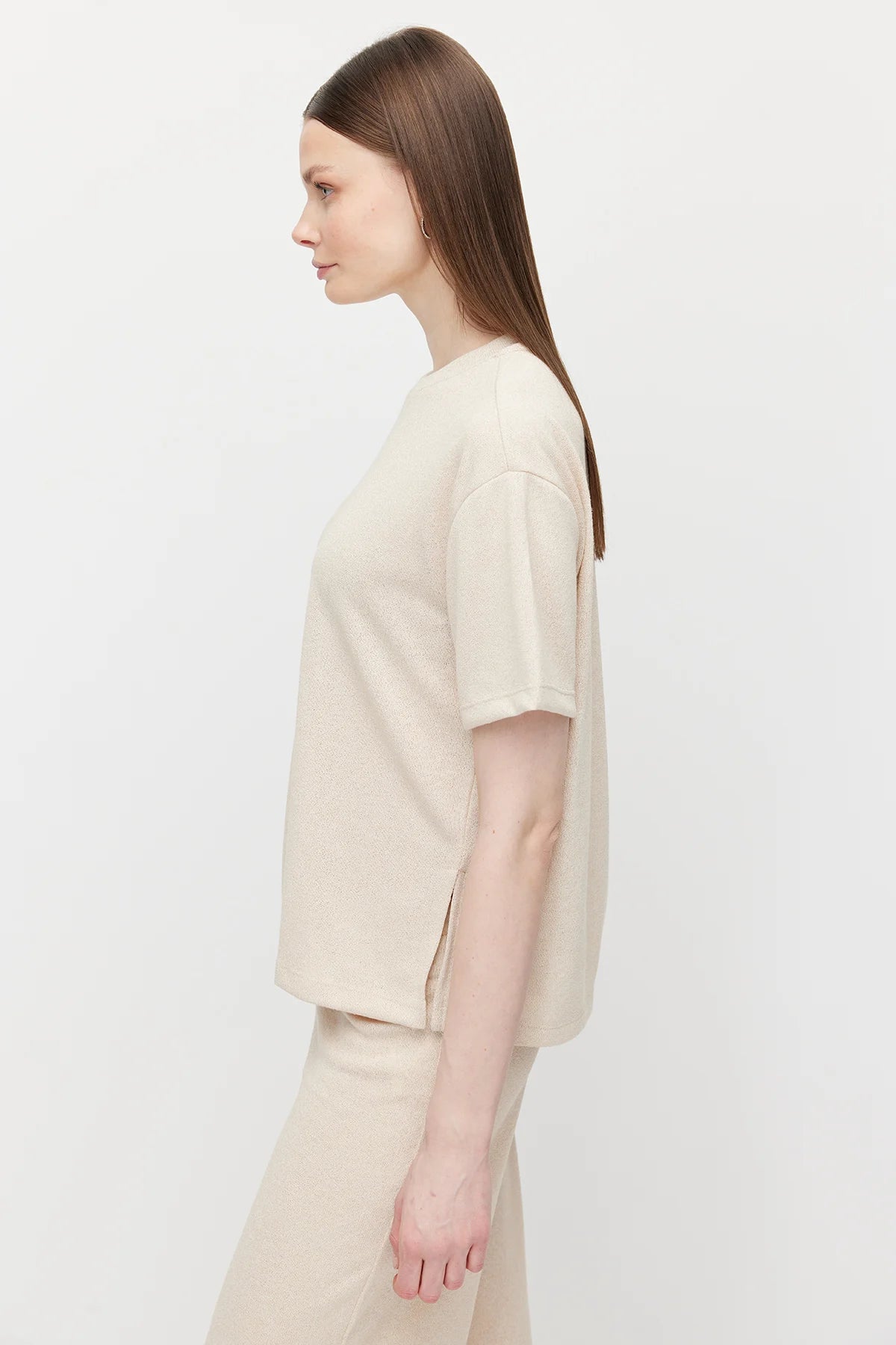 Women's Crew Neck Oversize Blouse with Side Slits