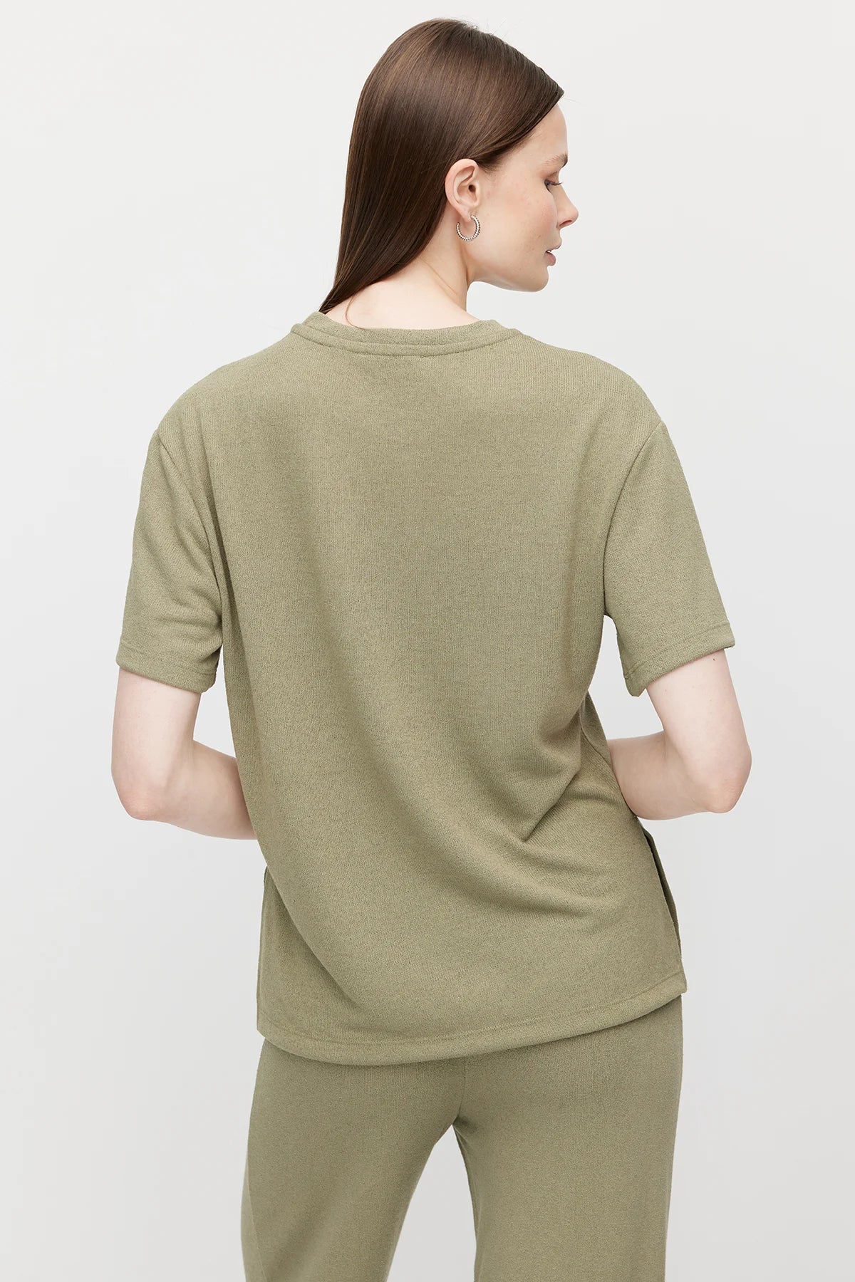 Women's Crew Neck Oversize Blouse with Side Slits