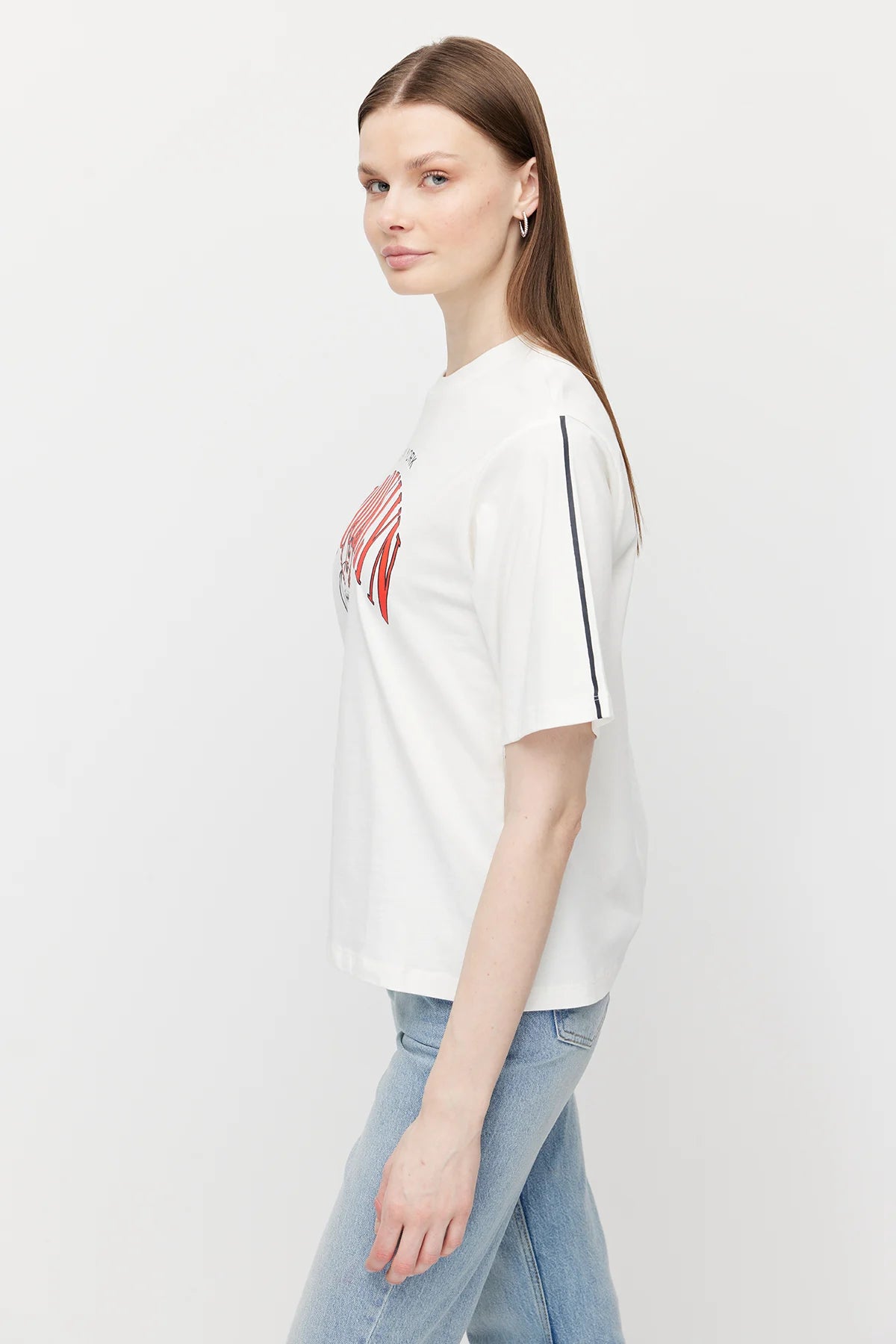 Women's Crew Neck Printed Oversize T-Shirt