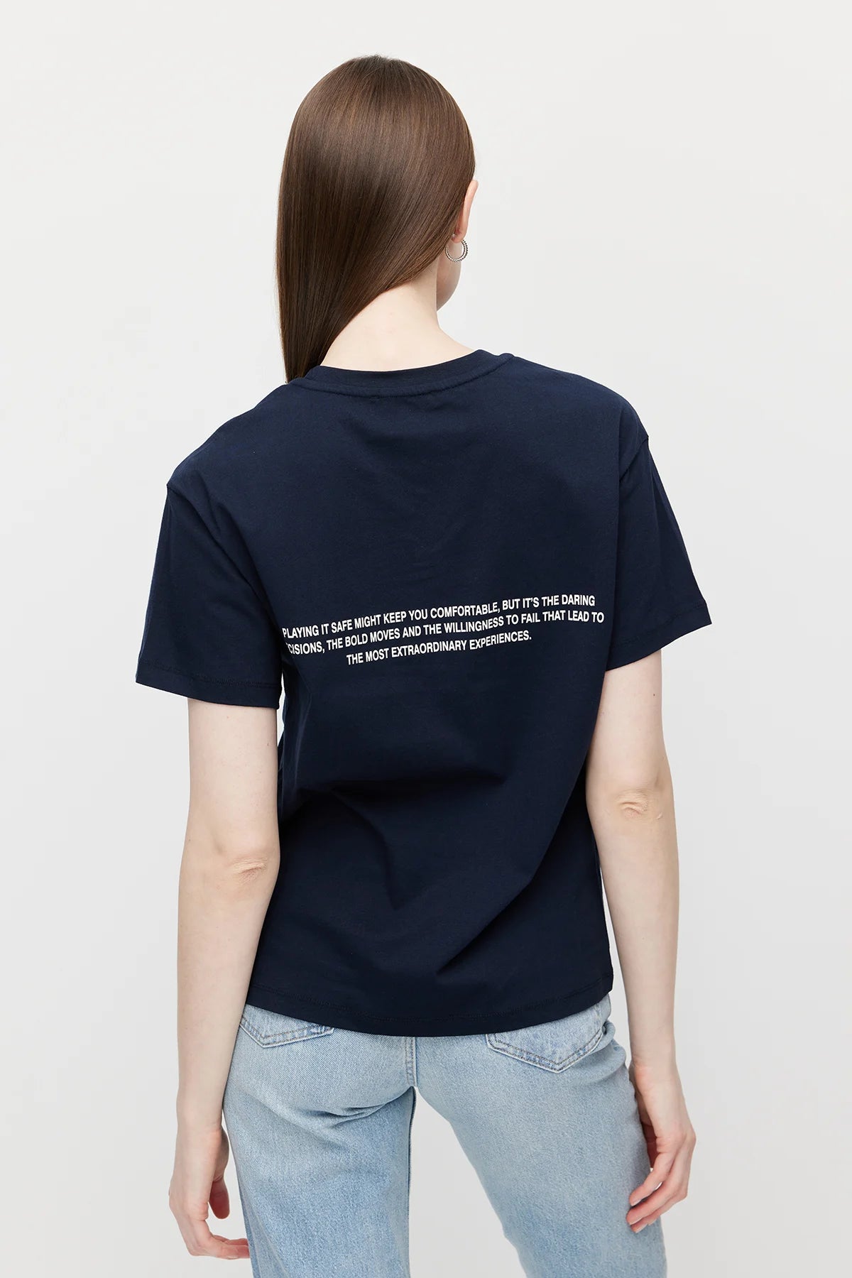 Women's Crew Neck T-shirt with Printed Text