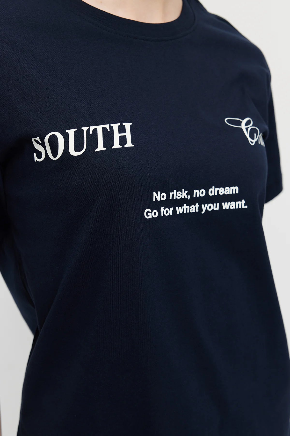 Women's Crew Neck T-shirt with Printed Text