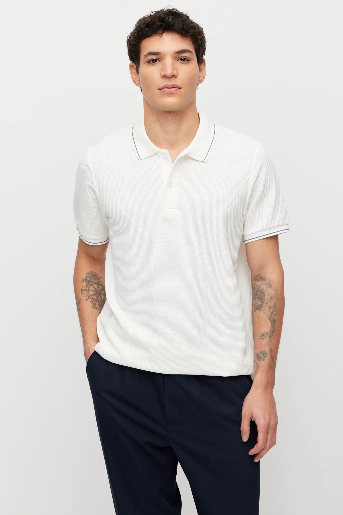 Men's Contrast Stitch Polo Collar T-shirt