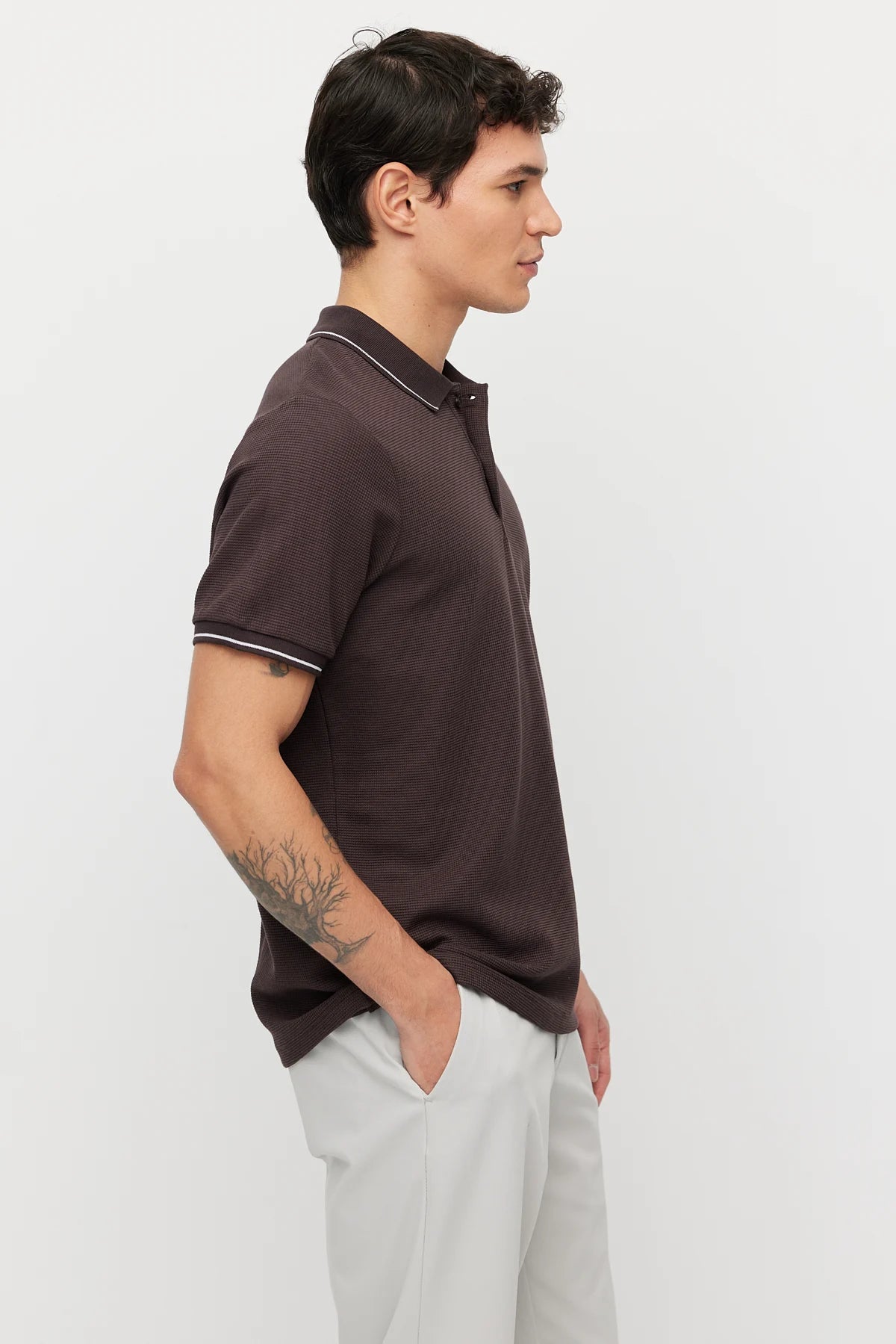 Men's Contrast Stitch Polo Collar T-shirt