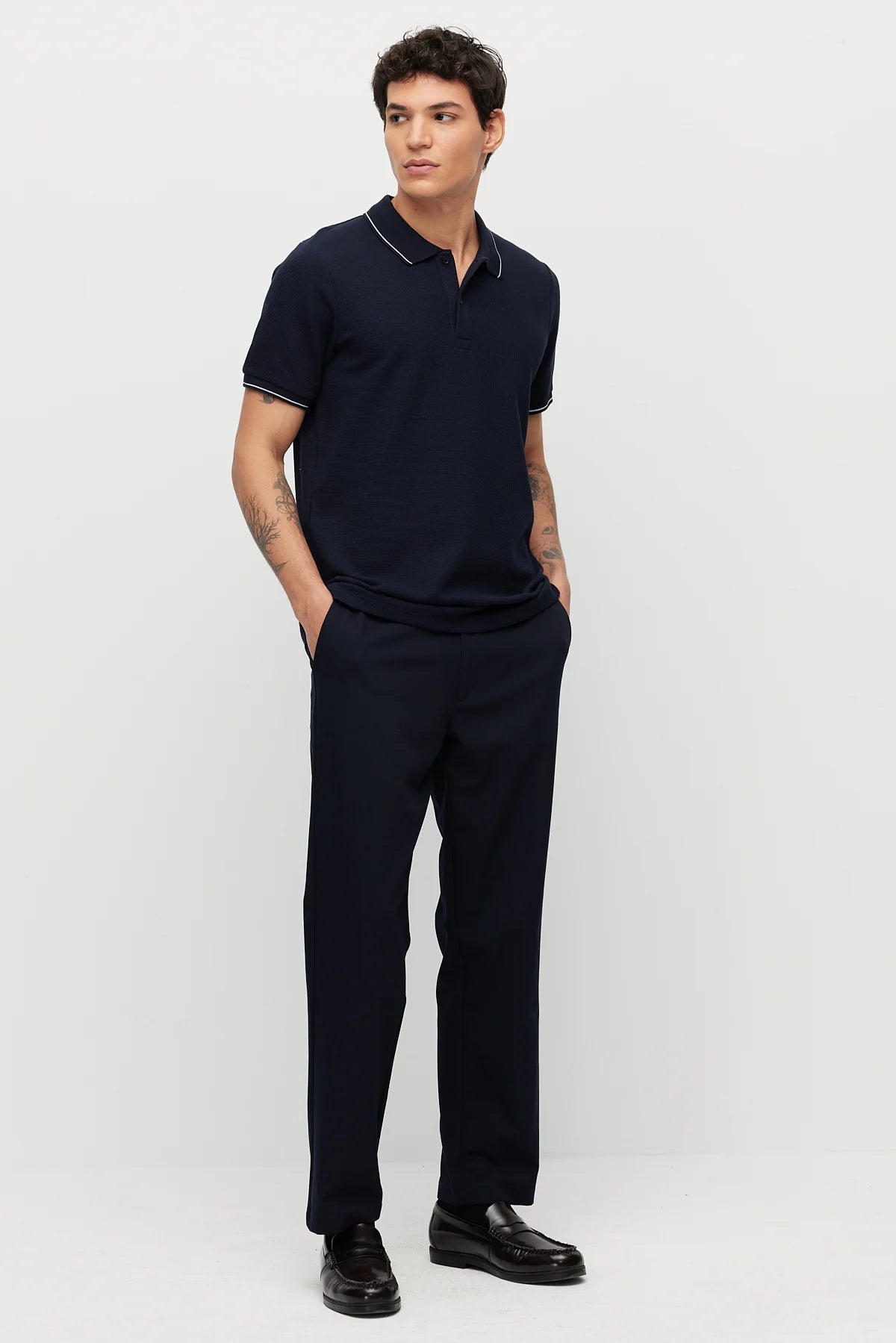 Men's Contrast Stitch Polo Collar T-shirt